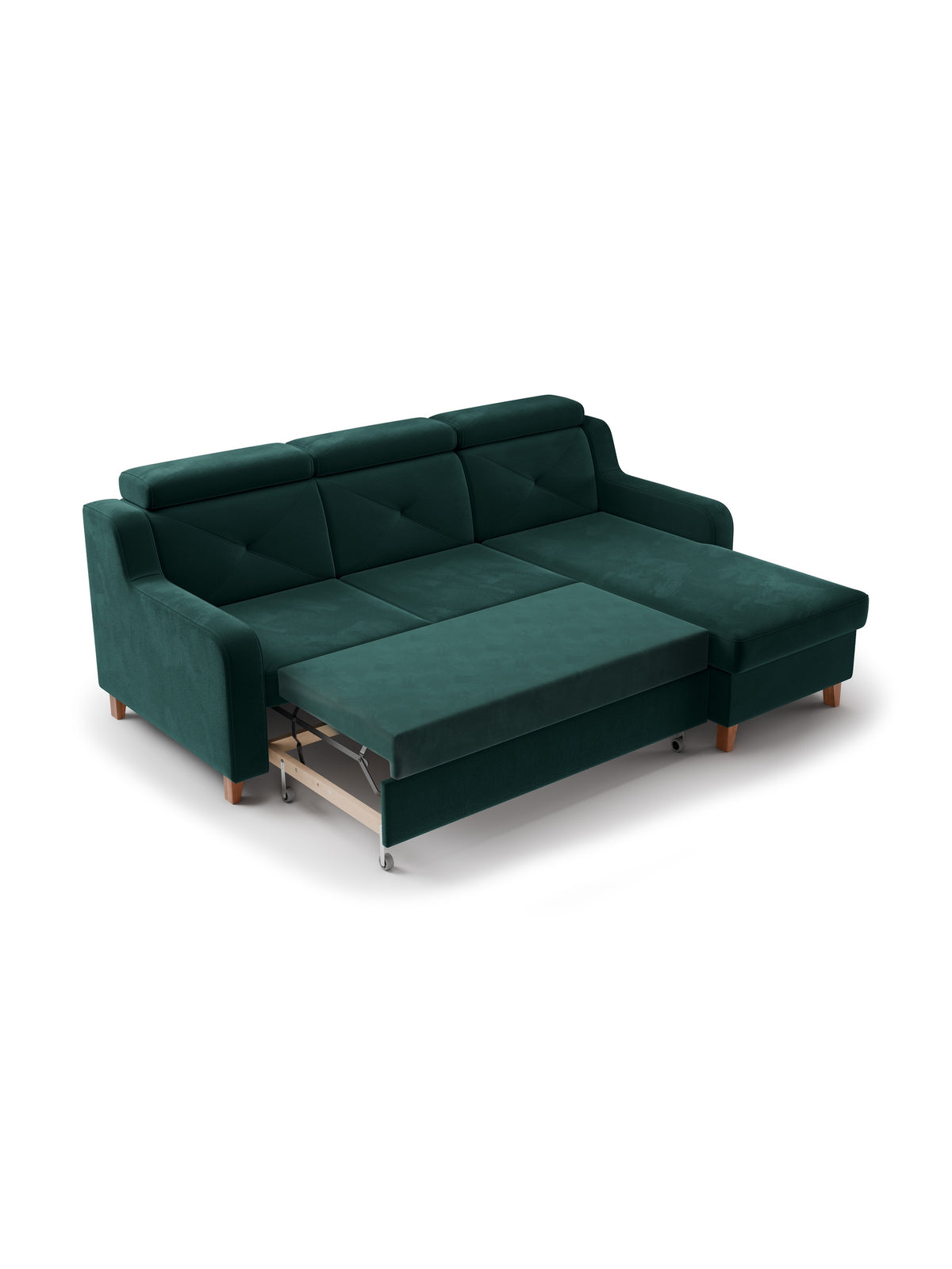 Canapea pe partea dreaptă extensibila Laksaro - verde catifea Trinity 28