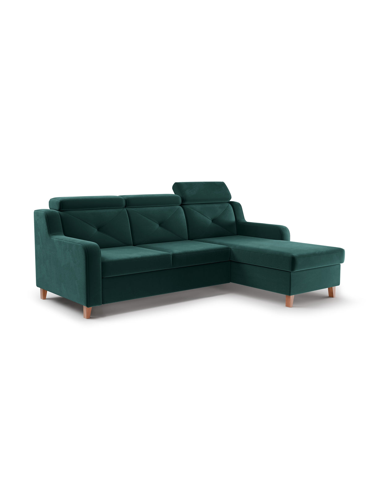 Canapea pe partea dreaptă extensibila Laksaro - verde catifea Trinity 28