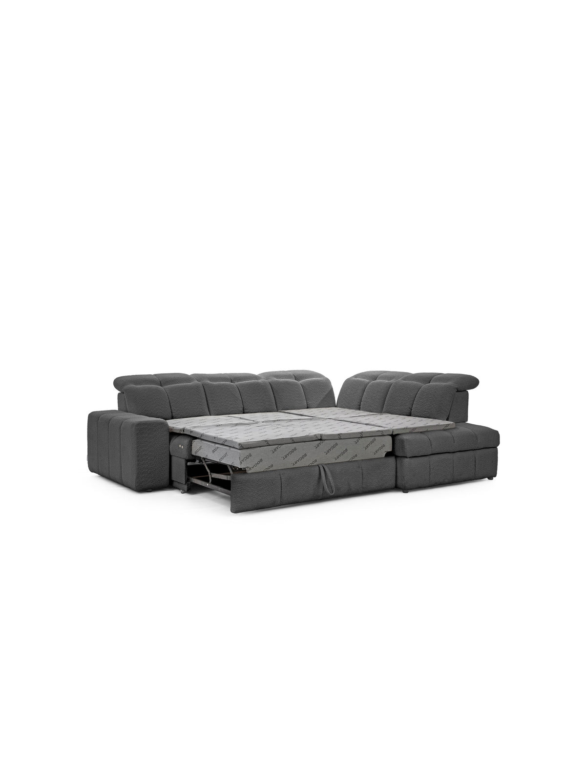 Colțar Magnelio L electric pe partea dreaptă cu funcție de dormit, material boucle gri