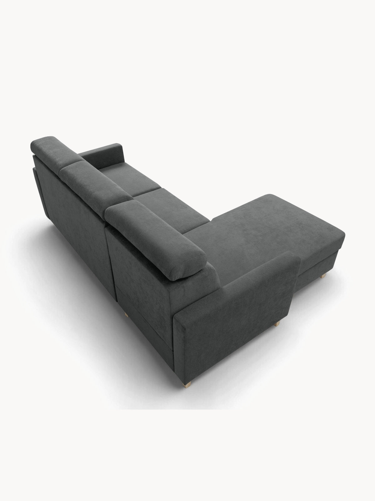 Colțar Vario gri material șenil Wind 89 cu funcție de dormit, vedere din spate