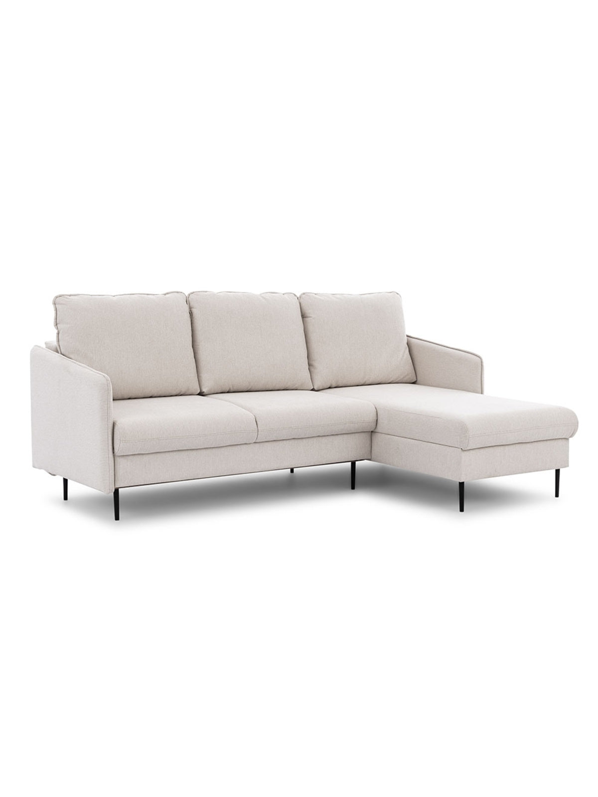 Colțar cu funcție de dormit Movani, culoare deschisă, stil modern scandinav, picioare metalice