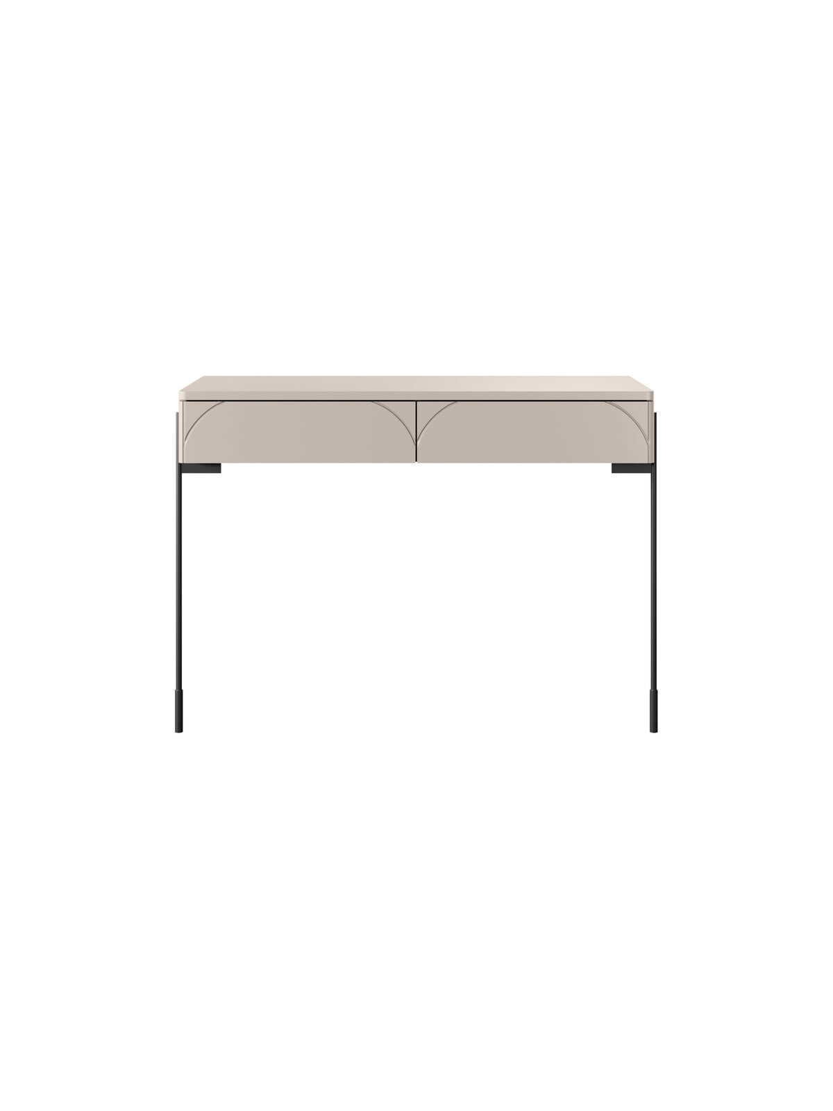Masa de toaletă Sonatia 100 cm bej casmir cu două sertare și picioare negre, front mat