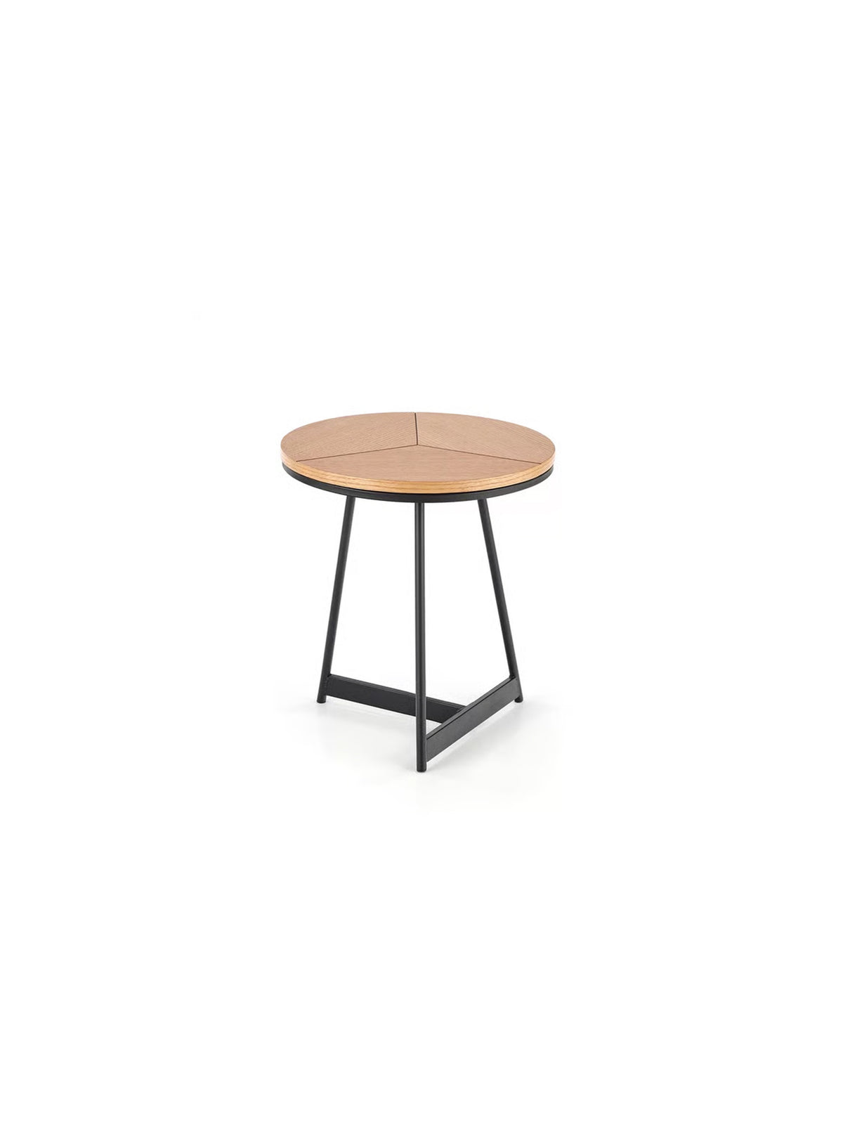 Măsuță cafea rotundă Diara S 45 cm cu blat din stejar natural și picioare metalice negre
