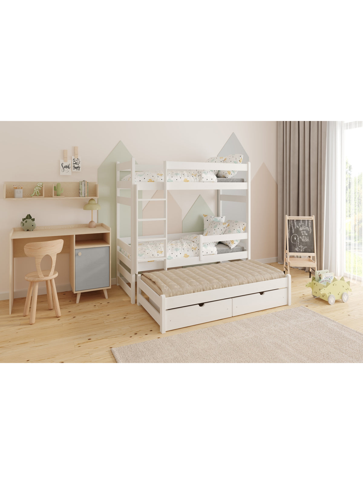 Raft pentru copii Marla 90 cm culoare nisip deșert, lemn deschis, montaj suspendat