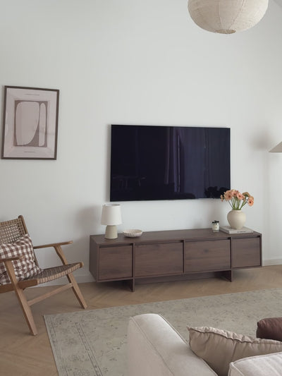 Szafka RTV czterodrzwiowa Zolia 180 cm na cokole - orzech elegant