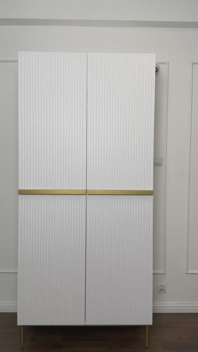Szafa Nicole 100 cm z półkami i szufladami - czarny mat / złote nóżki