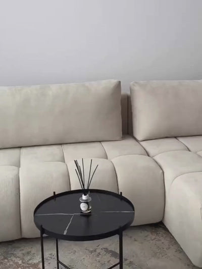 Narożnik Lutario L II z funkcją spania lewostronny - szara plecionka hydrofobowa Venice 2023