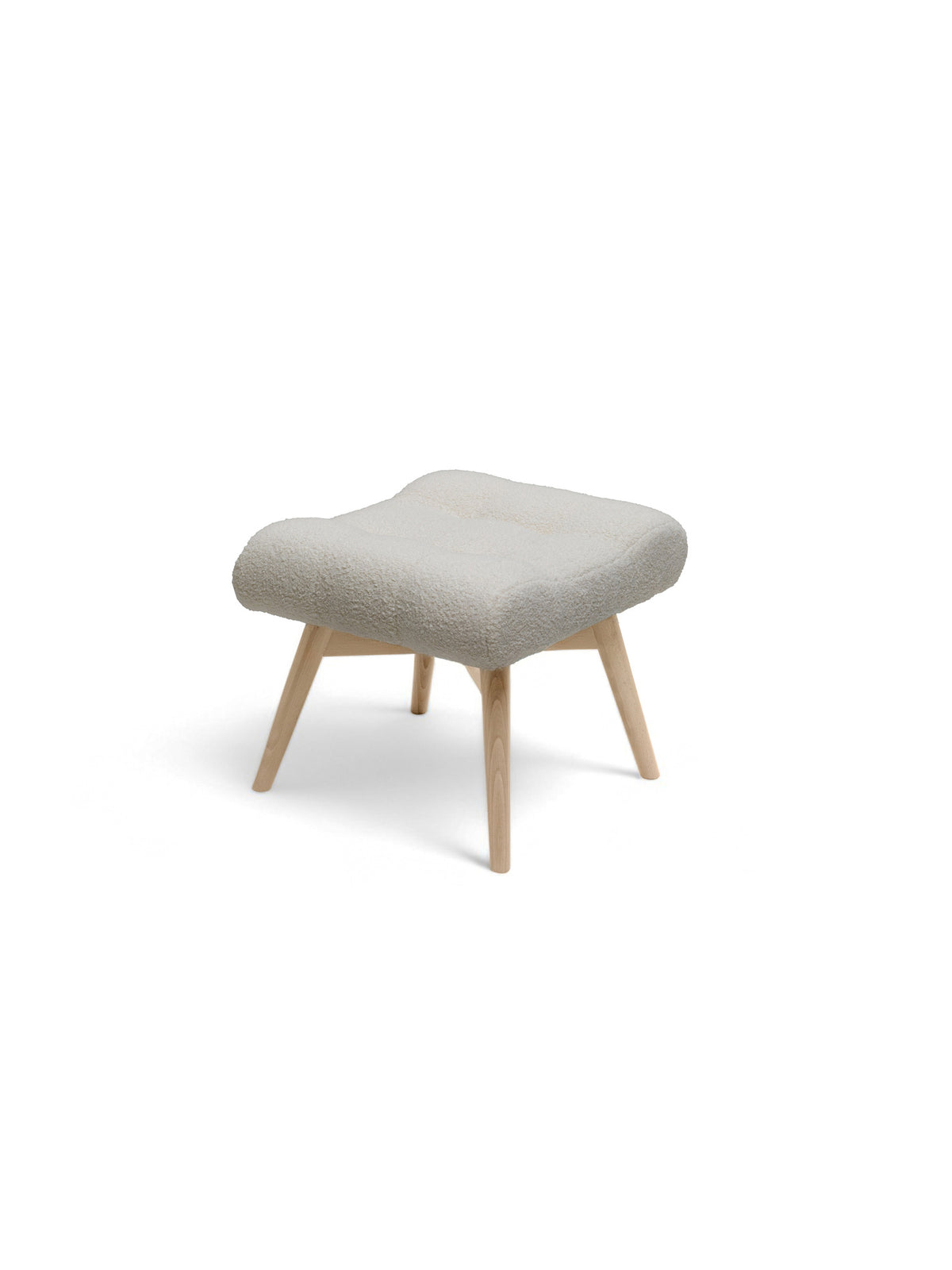 Taburet Uszak Scandivian Nordic bej cu picioare din lemn, vedere frontală