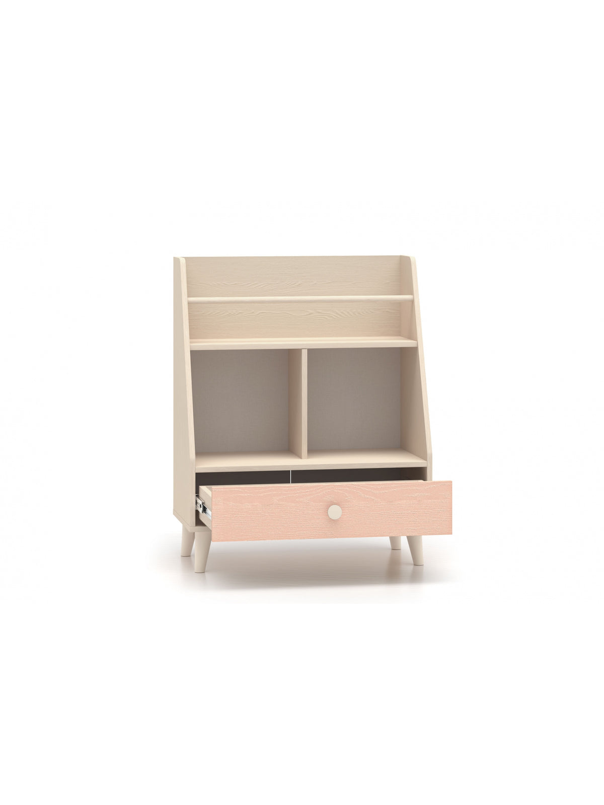 Raft pentru copii Marla 72 cm culoare nisip deșert cu front roz și un sertar
