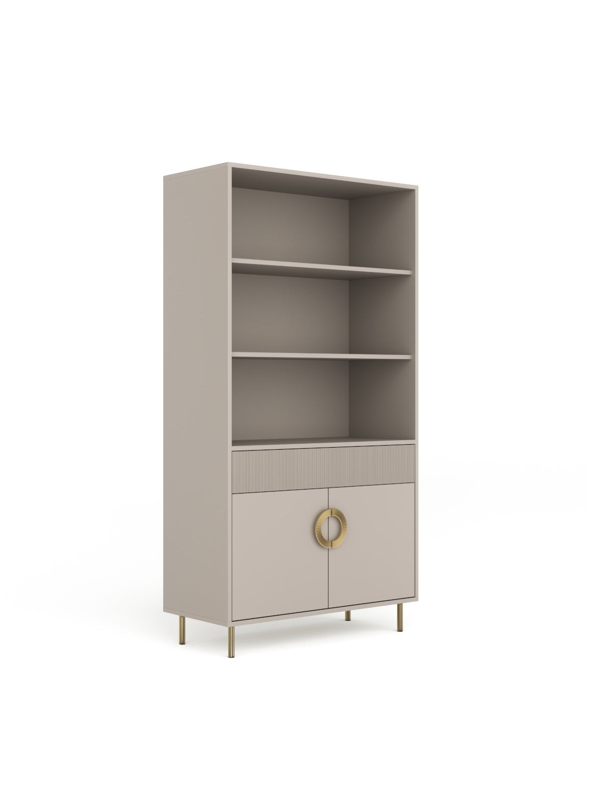 Regal Nubo 100 cm cu două uși z szuflada - cașmir / auriu