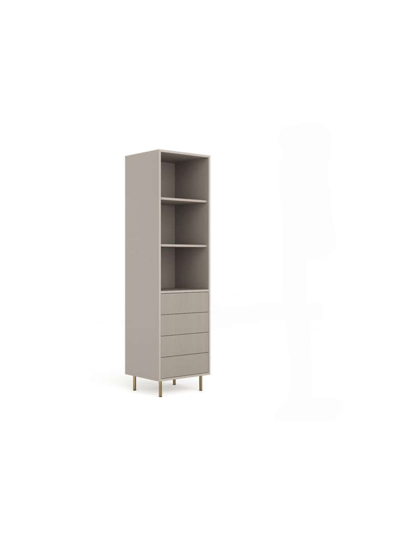 Raft înalt Nubo 53 cm casmir cu 4 sertare și picioare aurii, vedere frontală