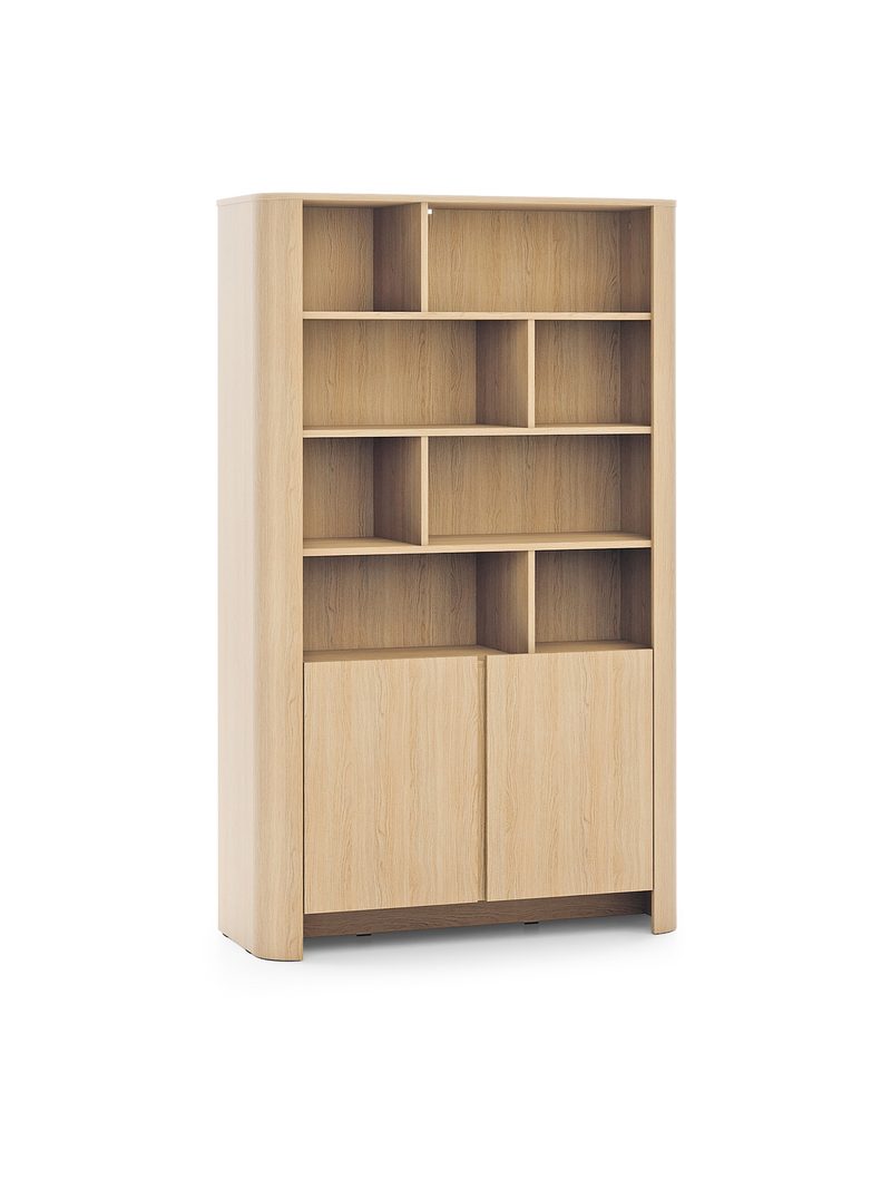 Raft Sorrenti 103 cm cu două uși, culoare stejar vicenza, cu 5 rafturi