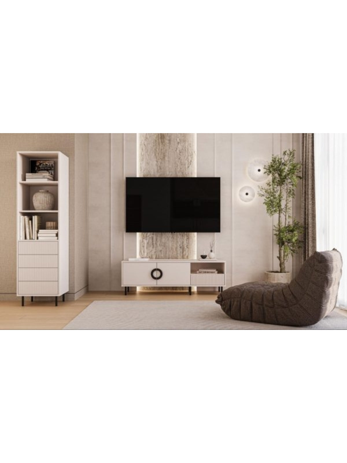 Regal mare Nubo 53 cm cu sertare - cașmir / negru Picioare
