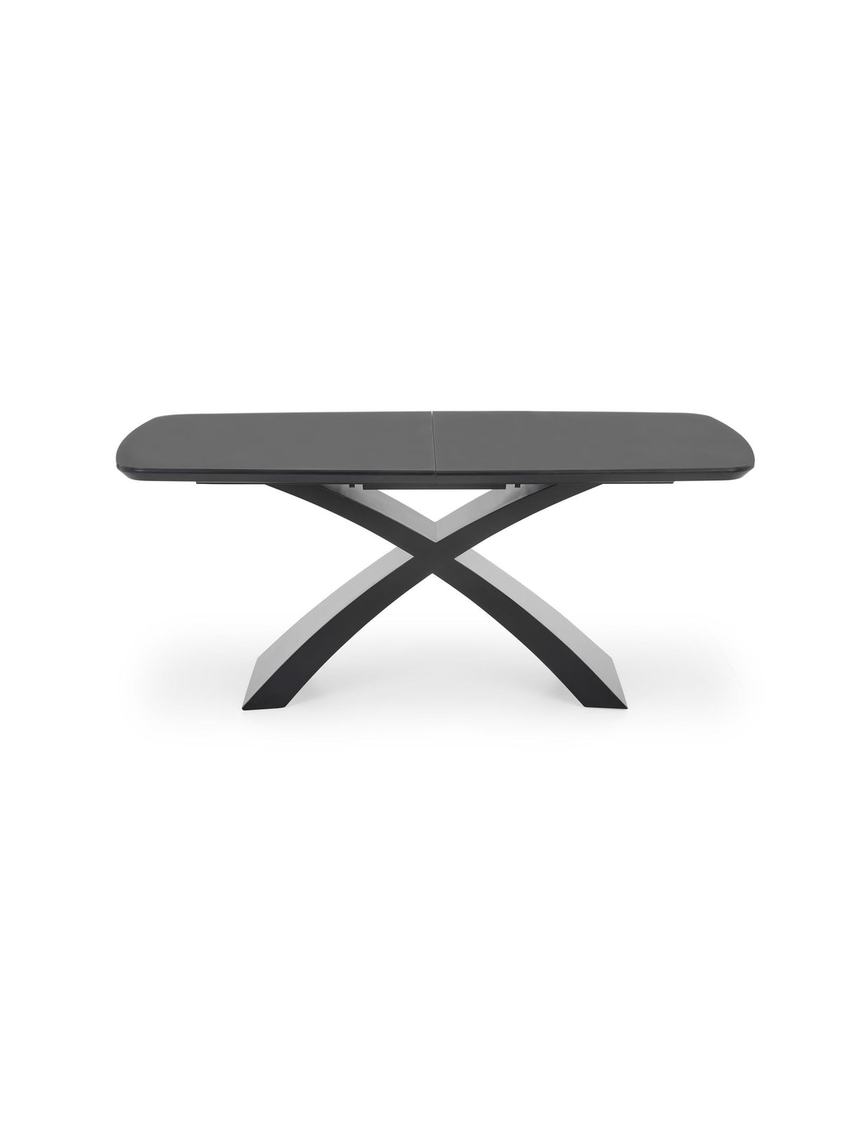 Masă extensibilă Virello 180-220x89 cm gri închis cu picioare negre, vedere laterală