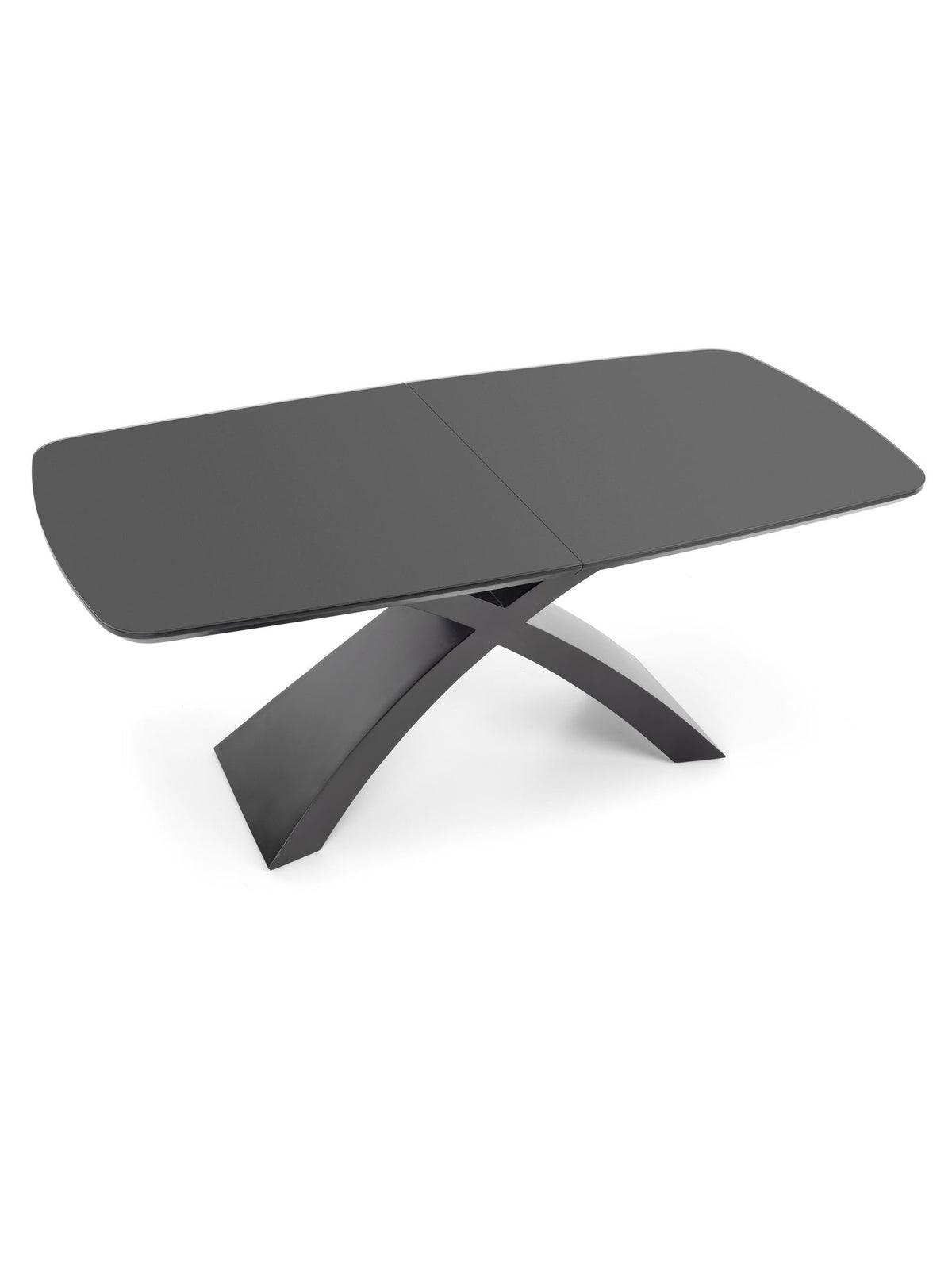 Masă extensibilă Virello 180-220x89 cm gri închis cu bază neagră, vedere de sus