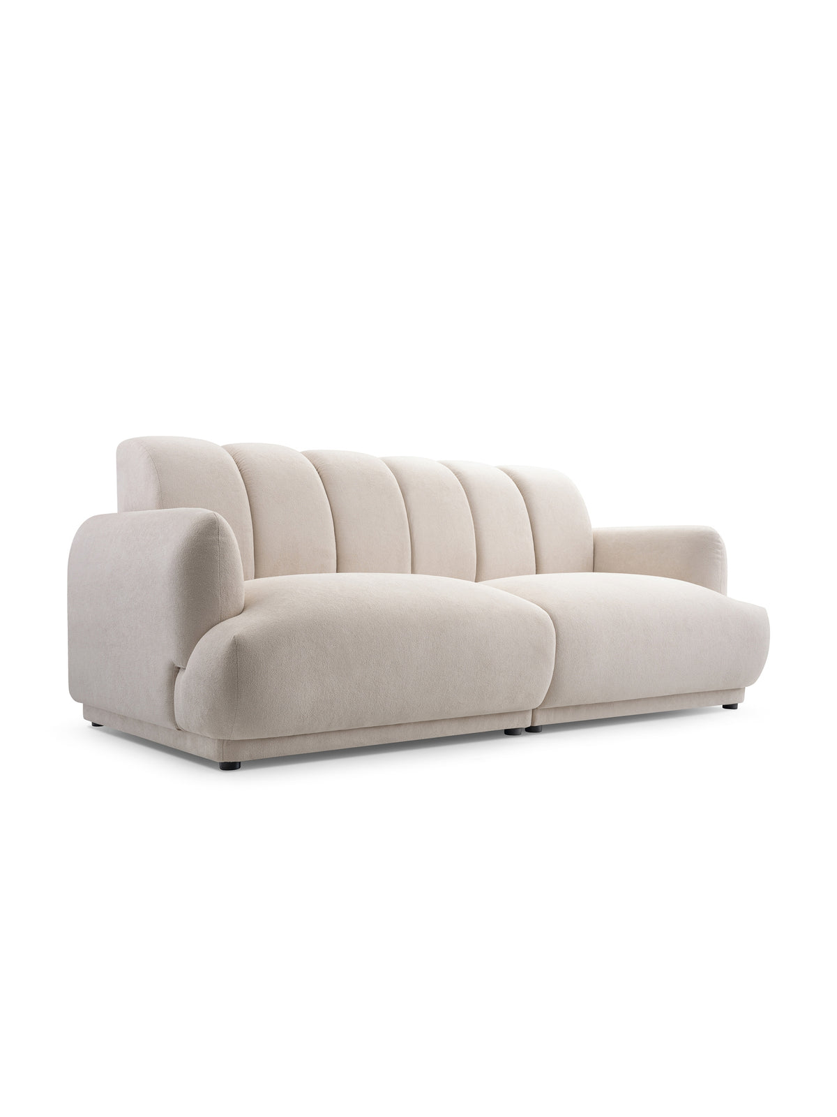 Canapea Melvo pentru living, culoare deschisă, picioare negre, stil modern