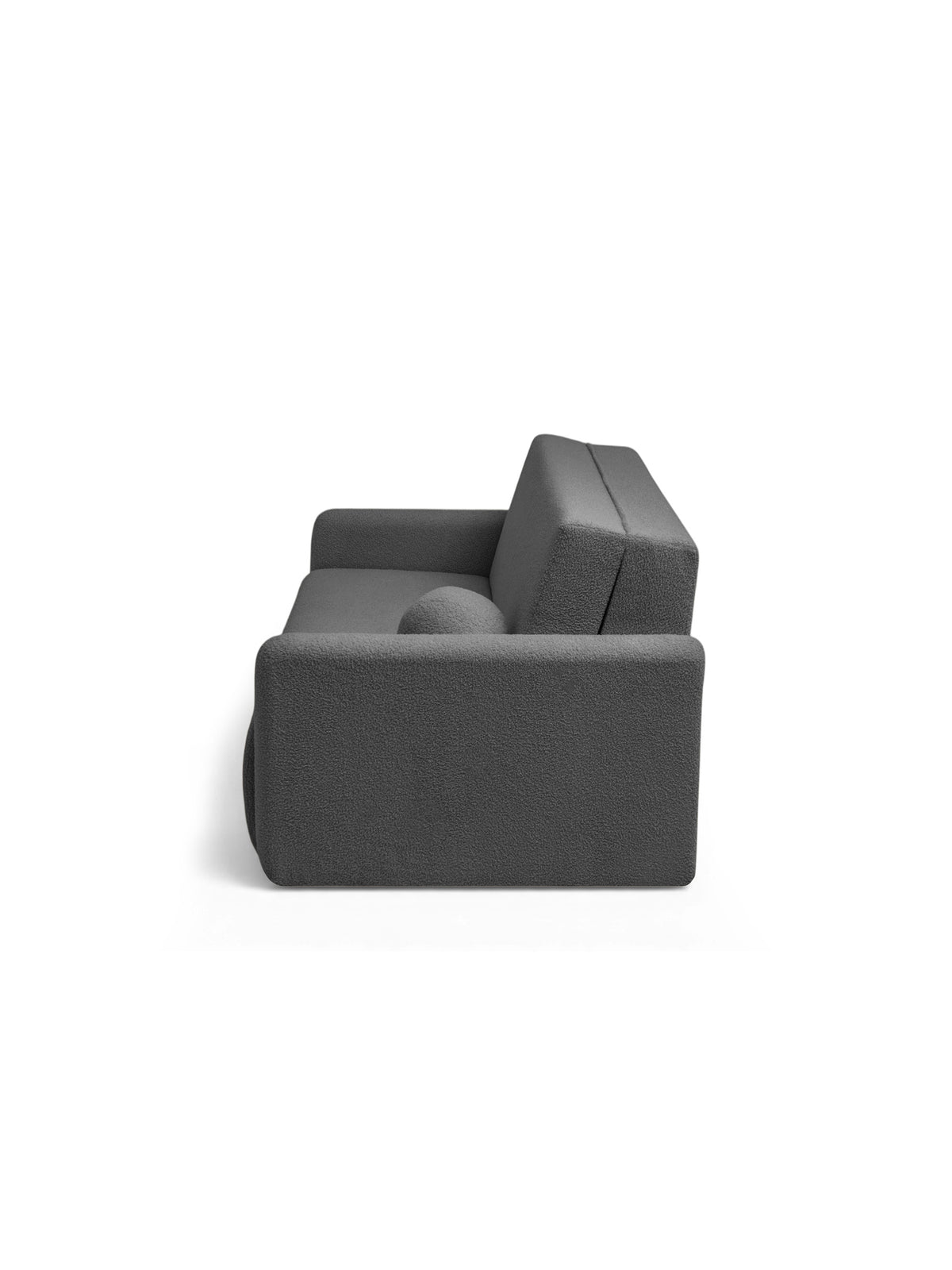 Canapea extensibilă Nido trei persoane 140 cm gri boucle vedere laterală
