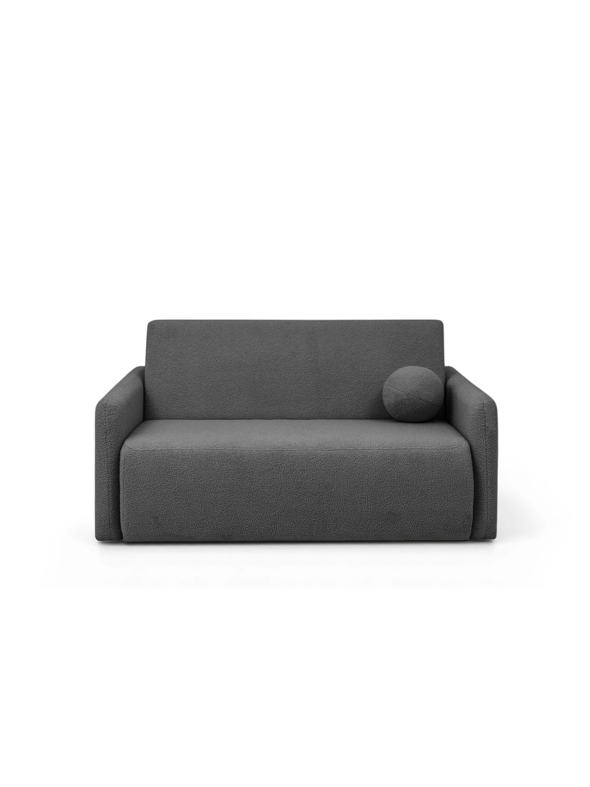 Canapea extensibilă Nido 120 cm două locuri gri bouclé, vedere frontală cu pernă