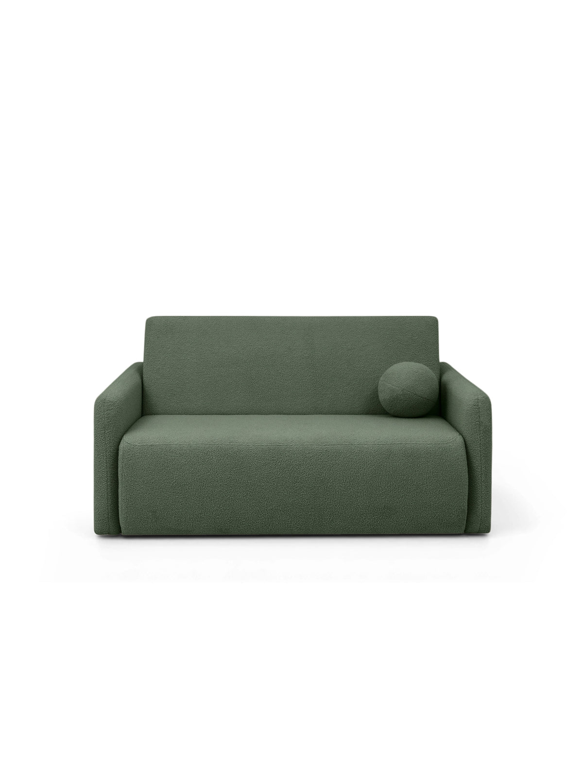 Canapea extensibilă Nido pentru două persoane 120 cm verde boucle cu pernă, vedere frontală