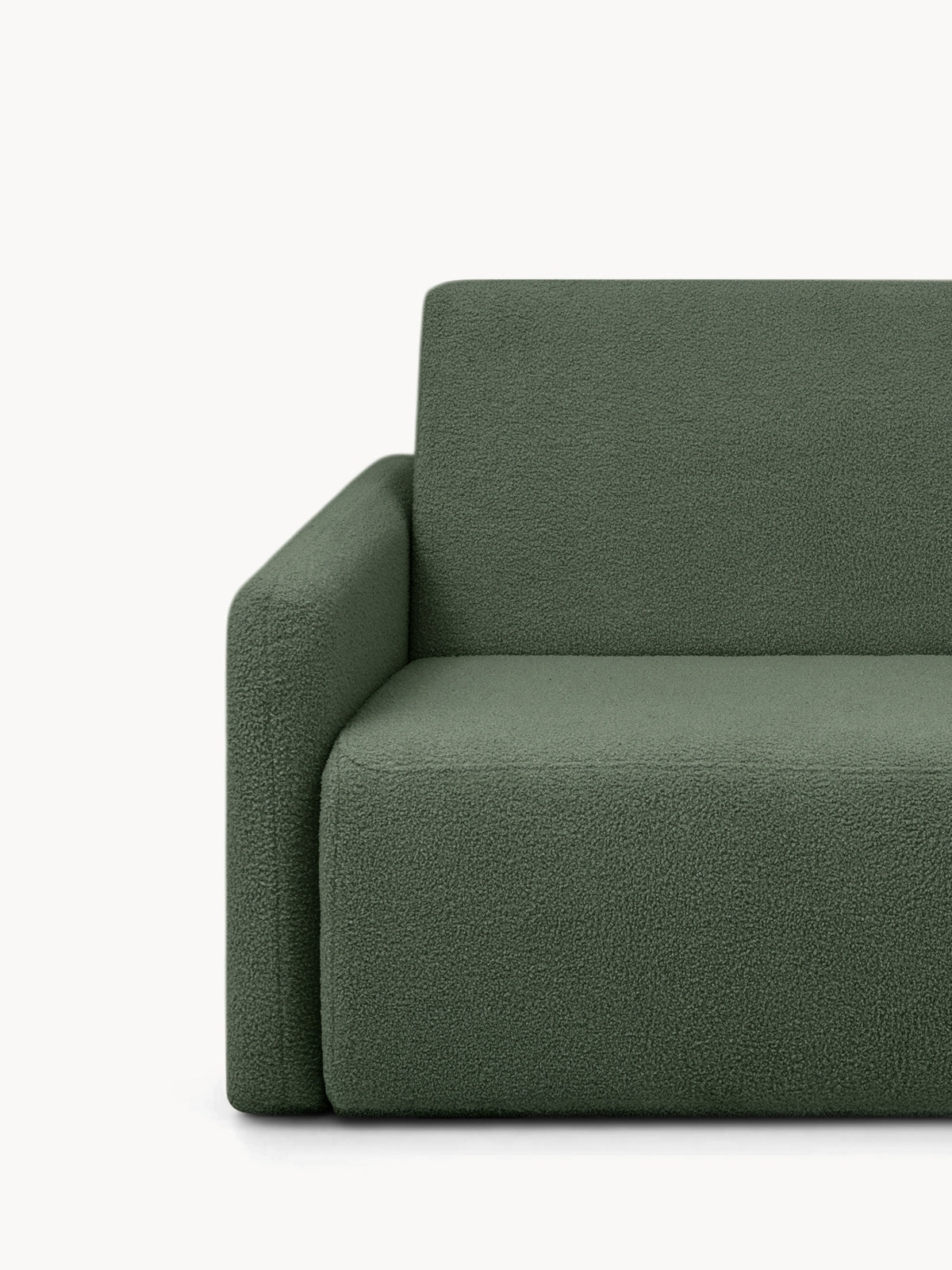Canapea extensibilă Nido verde trei locuri 140 cm boucle Quelle 37, detaliu cotieră