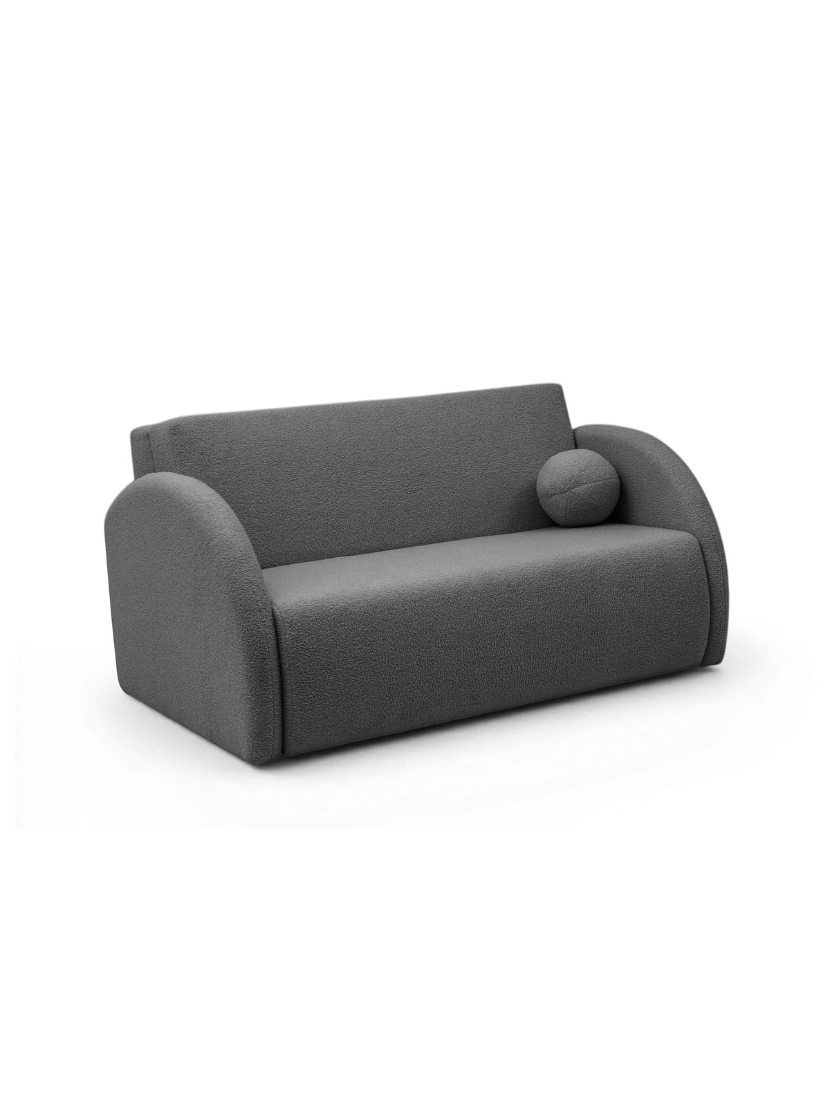 Canapea extensibilă Nubi trei locuri 140 cm gri boucle, vedere frontală cu pernă