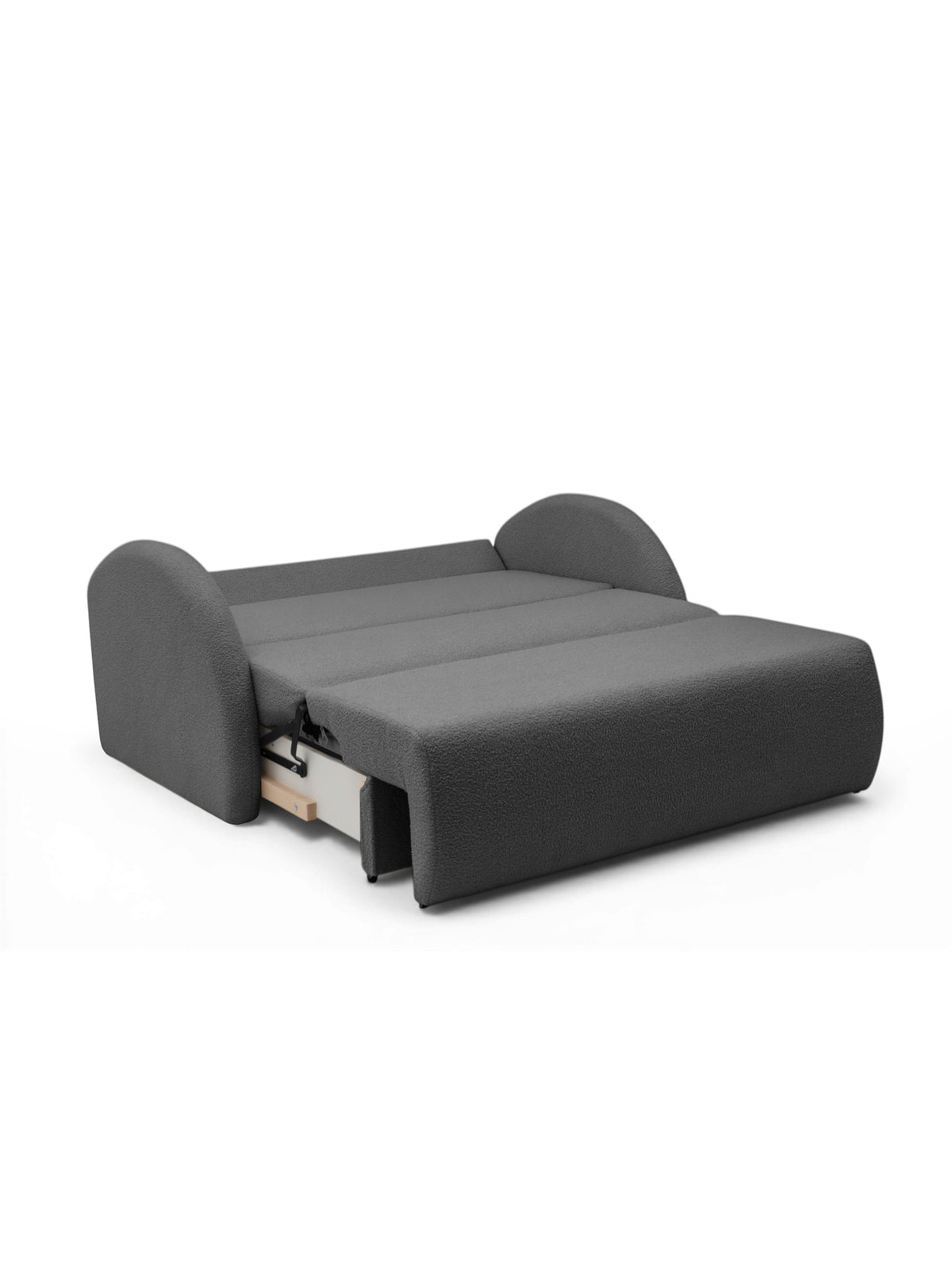 Canapea extensibilă Nubi 120 cm gri boucle cu spațiu de depozitare