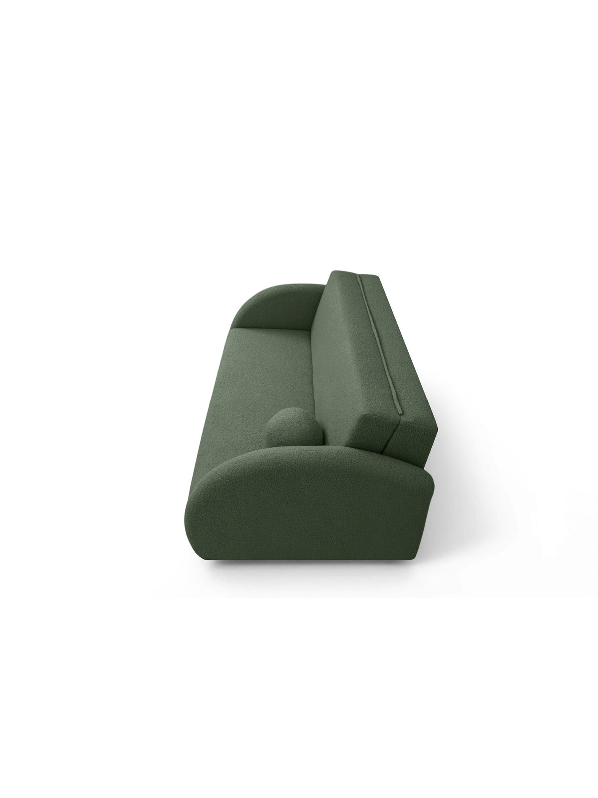 Canapea extensibilă Nubi verde boucle vedere laterală cu spațiu de depozitare