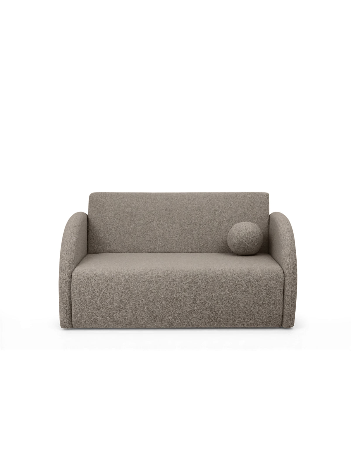 Canapea extensibilă Nubi 140 cm bej boucle cu pernă, vedere frontală