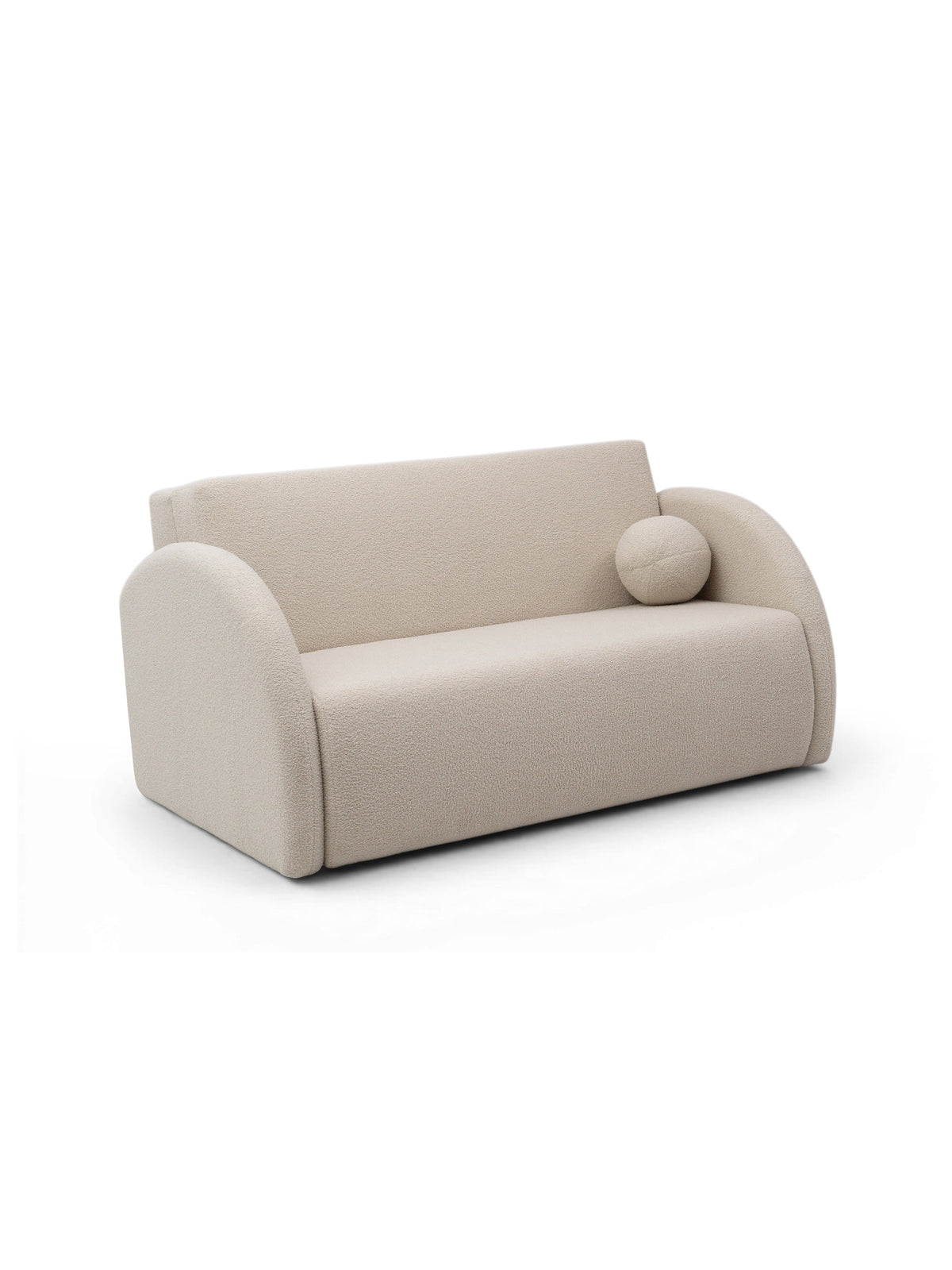 Sofa rozkładana Nubi trzyosobowa 140 cm beżowa z pojemnikiem i poduszką