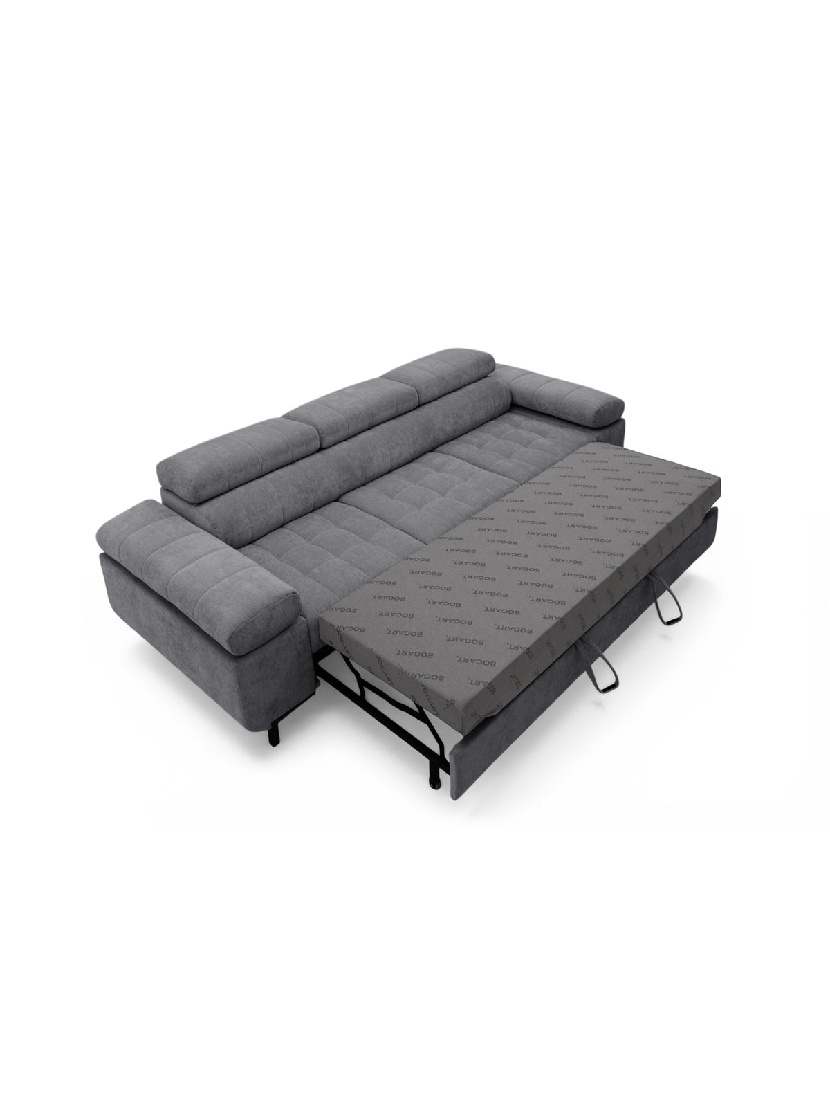 Canapea extensibilă trei locuri Tyrion Vibe 95 gri șenil, extensie pat deschisă