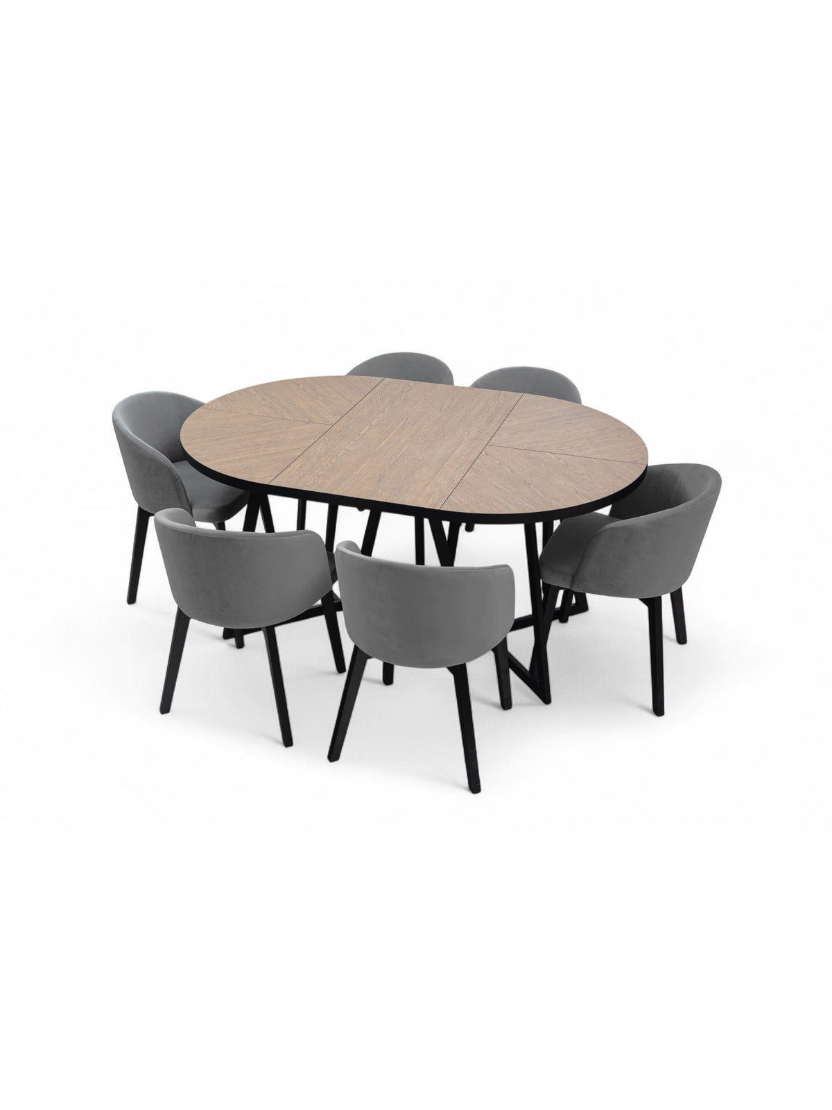 Masă rotundă Cedrus Rozeta 105/160 cm extensibilă cu blat dąb belmont și cadru negru