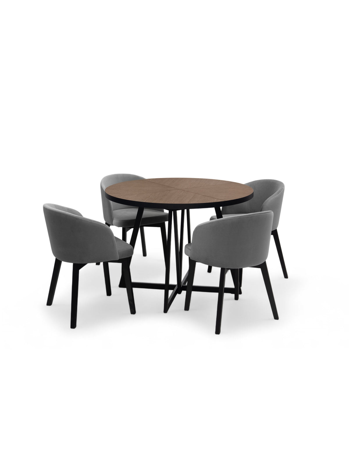 Masă rotundă Cedrus Rozeta 95/150 cm loft neagră cu blat din dąb belmont extensibilă