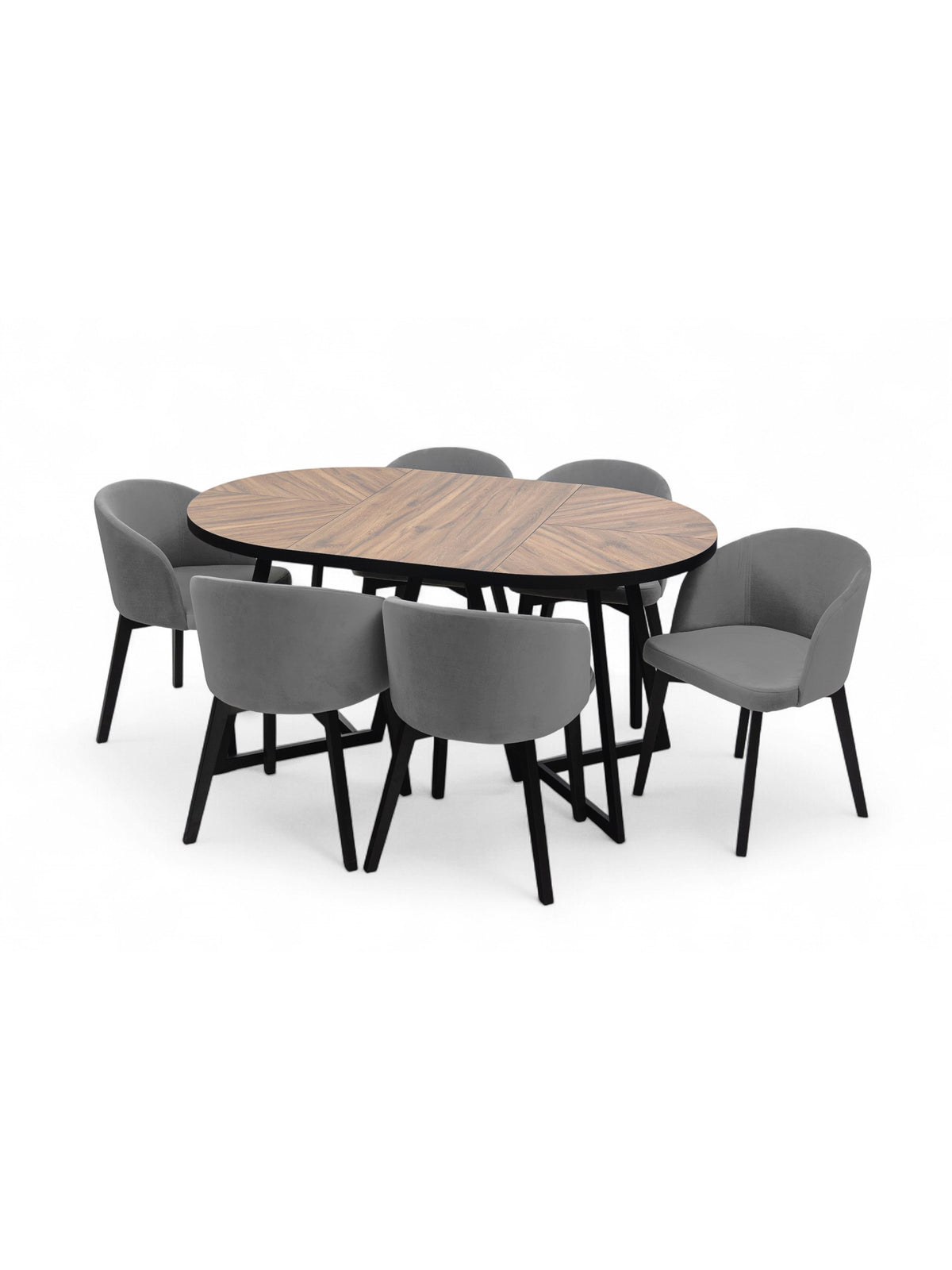 Masă rotundă Cedrus Rozeta 95/150 cm extensibilă cu blat dąb estana și schelet negru