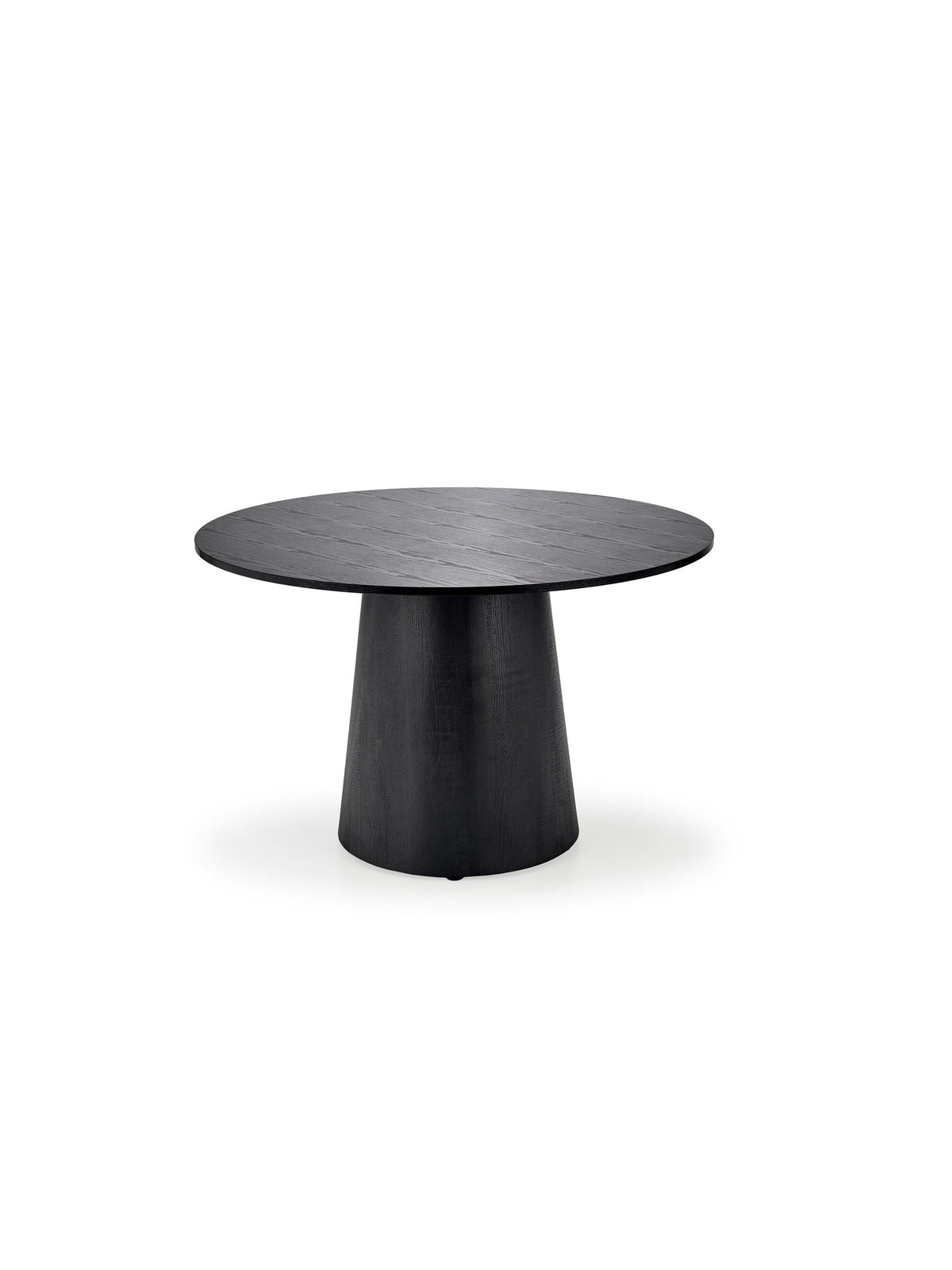 Masa rotundă Ventoza 120 cm neagră cu bază lată, blat și picioare MDF