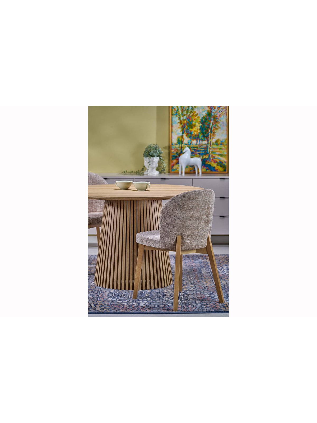 Masă ovală extensibilă Brevon cu blat din stejar natural, detaliu picioare