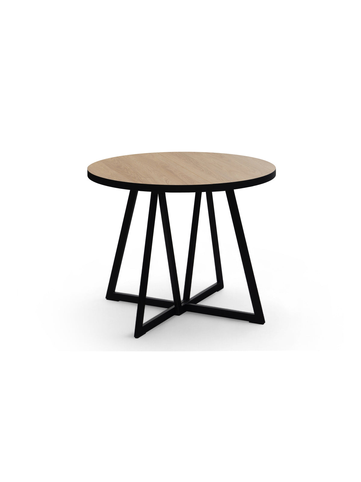 Masă rotundă Cedrus Linear 95/150 cm extensibilă cu blat stejar hickory și cadru negru