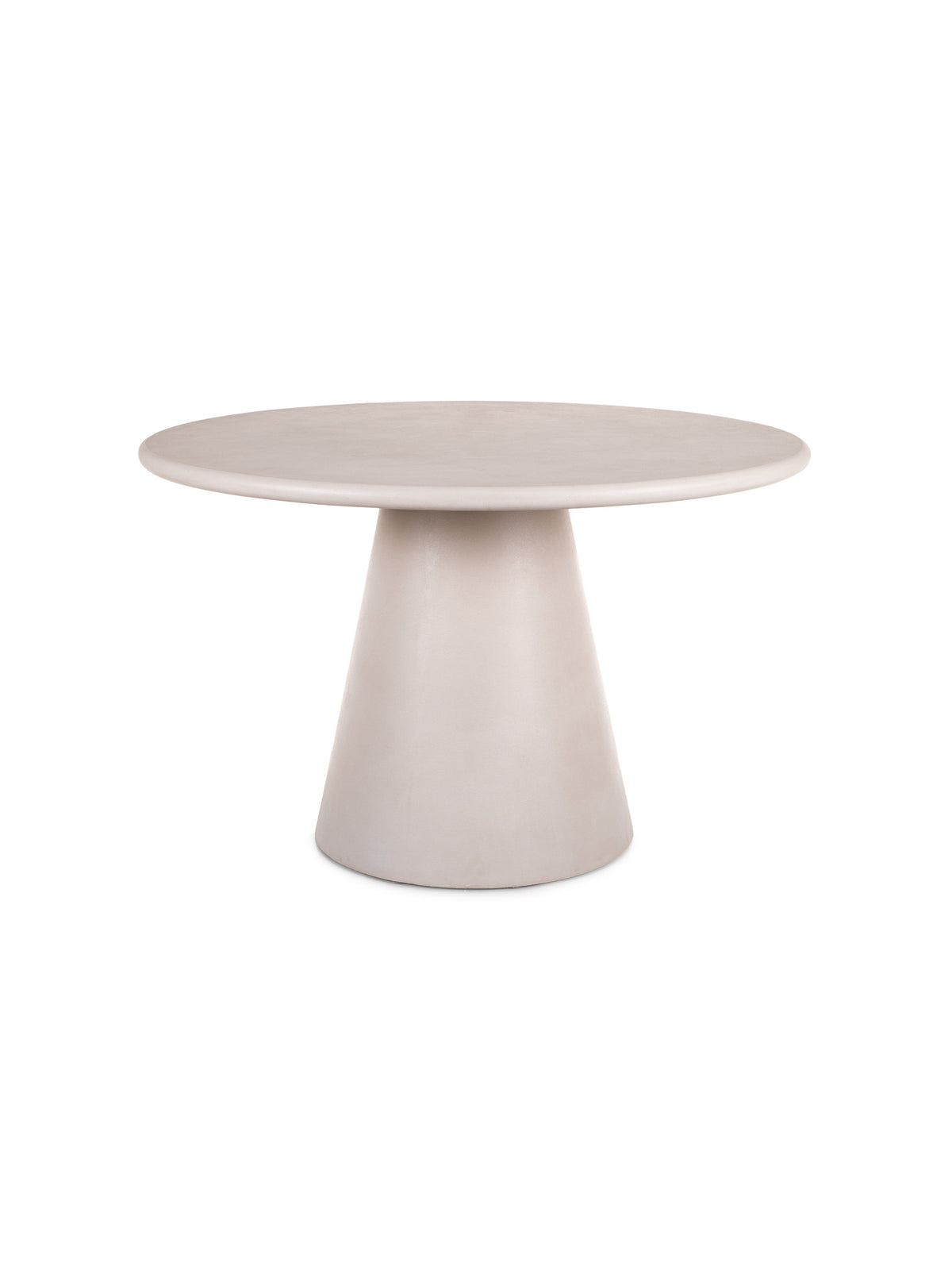 Masă rotundă Clav 120 cm crem din MDF și microciment, design modern