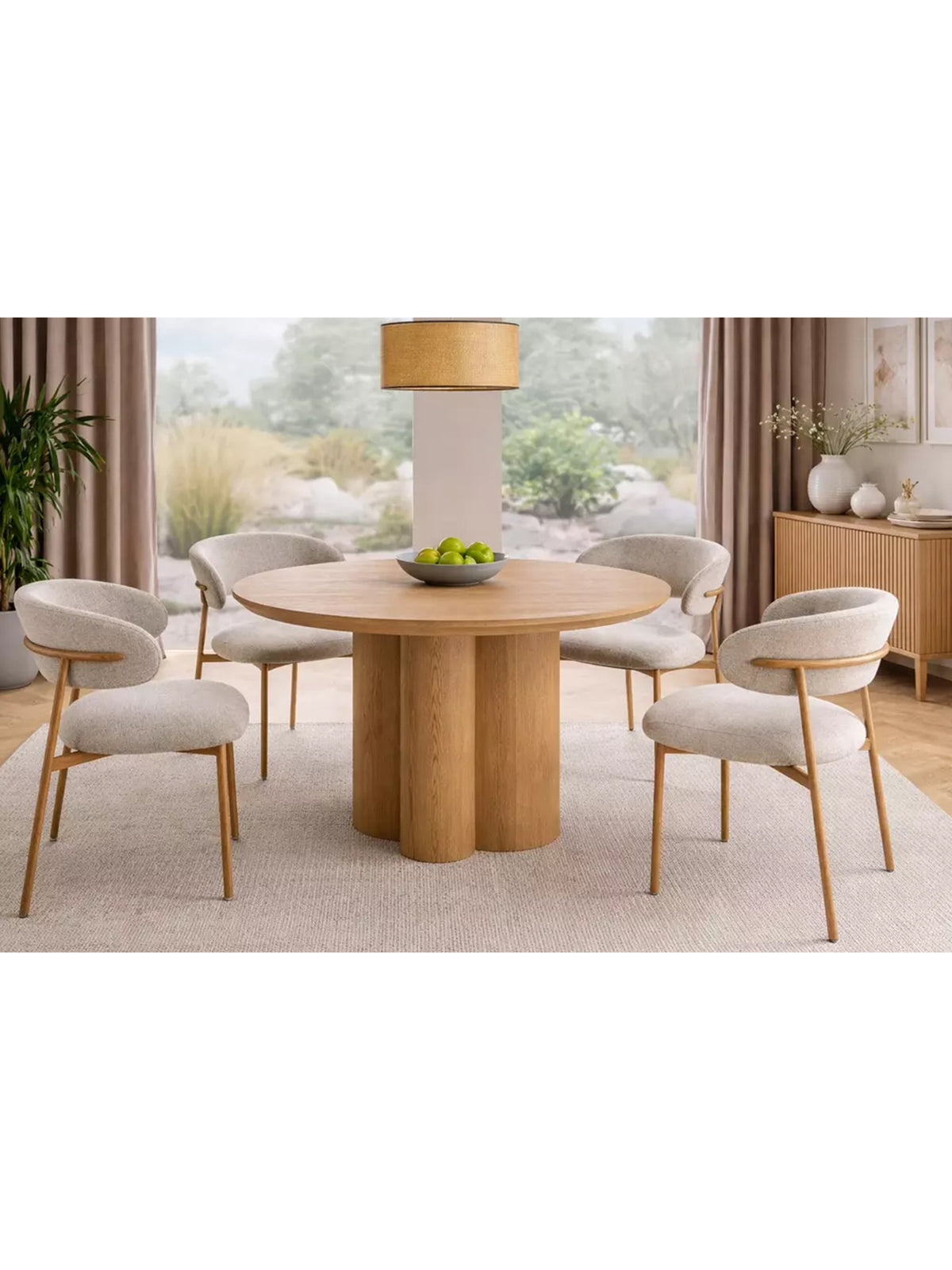 Masă rotundă Cylindus 120 cm culoare stejar natural, vedere centrală