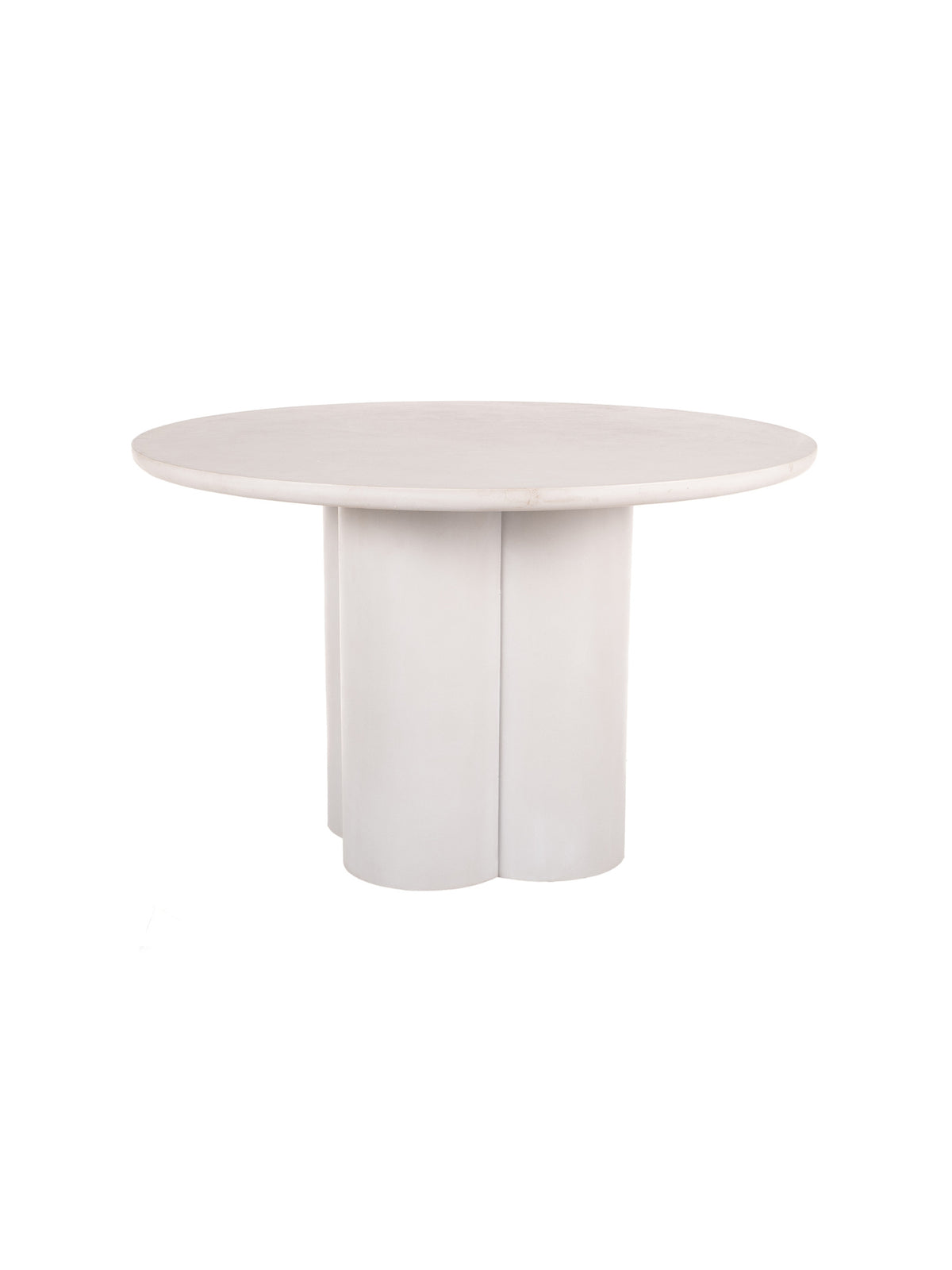 Masă rotundă Cylindus 120 cm crem cu blat și cadru din microciment vedere laterală