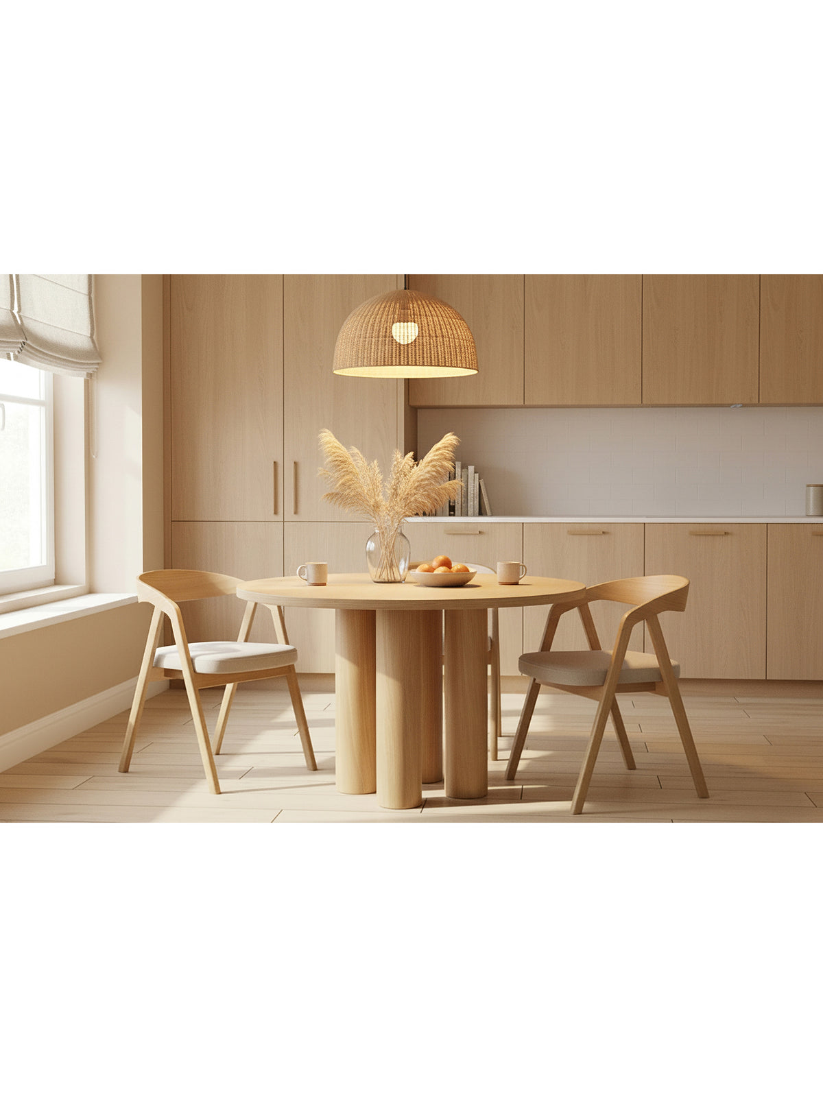 Masă rotundă Gravon 120 cm stejar natural, lemn deschis la culoare