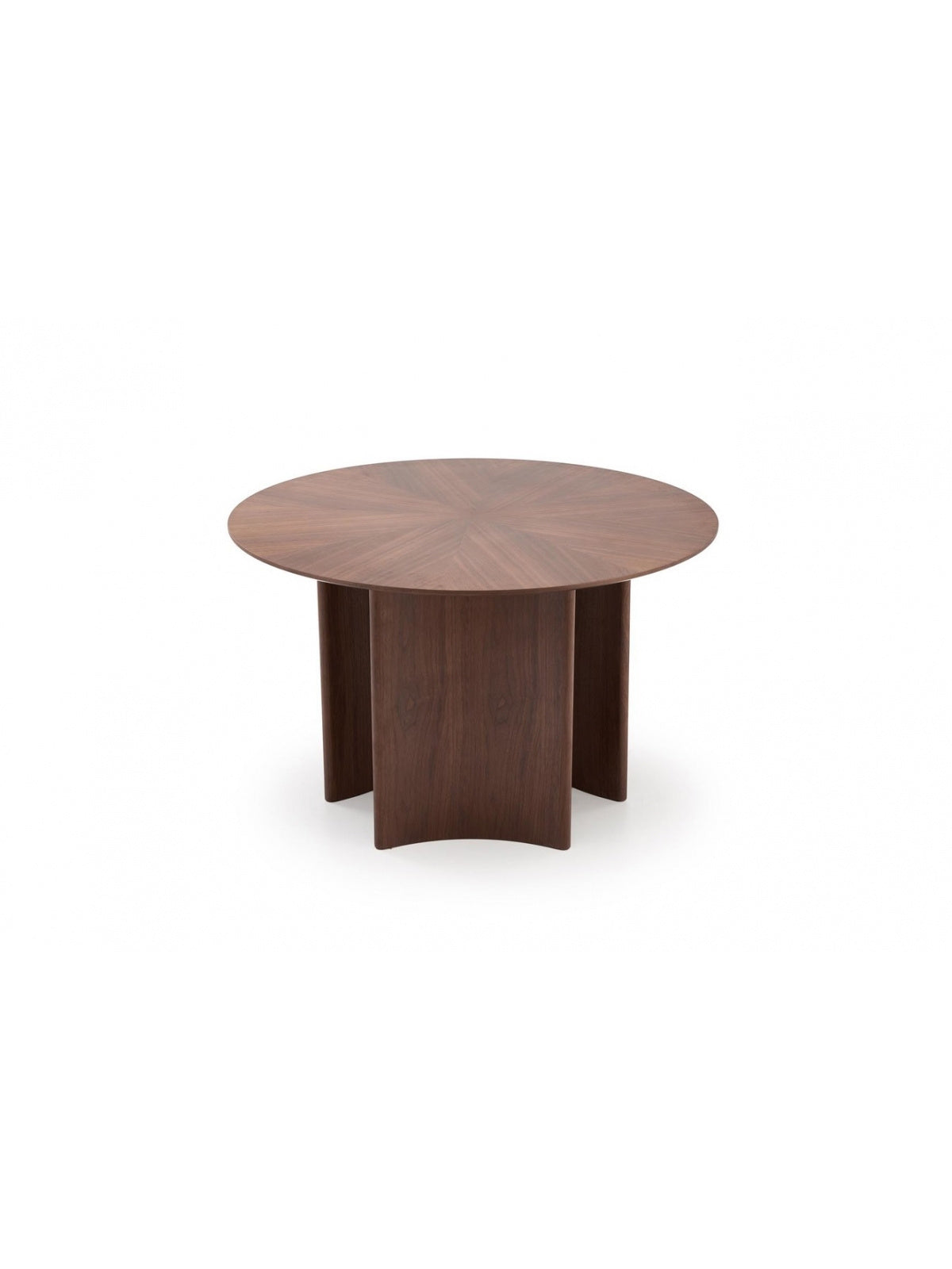 Masă rotundă Merulio 120 cm culoare nuc, design modern din MDF