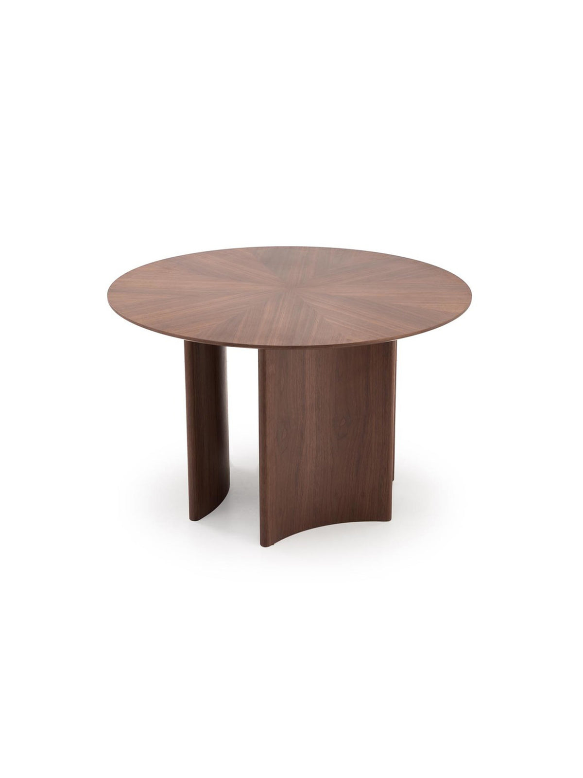 Masă rotundă Merulio 120 cm culoare nuc, design modern, vedere de sus