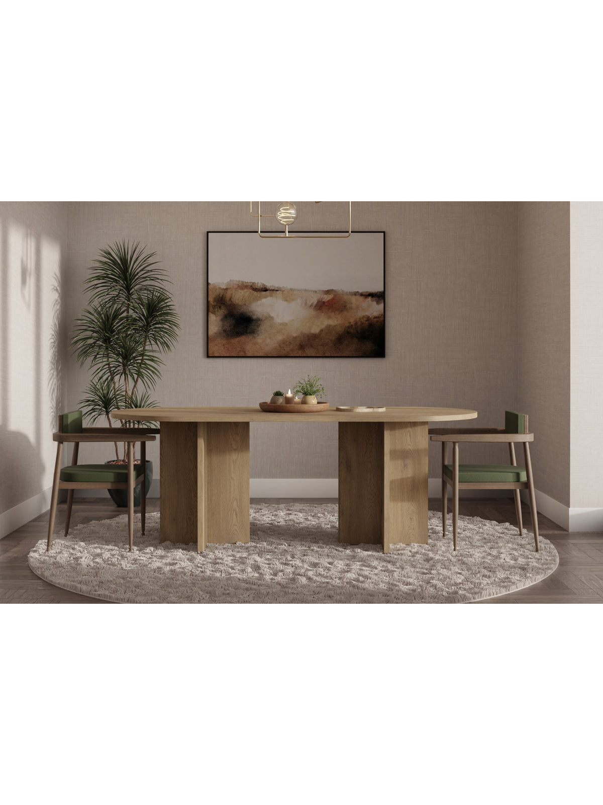 Masa ovală Aurelium 204x90 cm culoare stejar cremona cu blat și picioare laminate