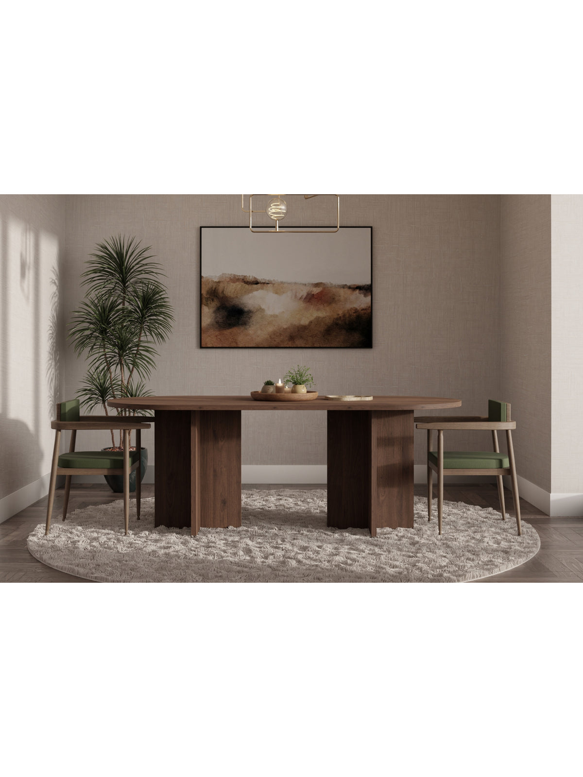 Masă ovală Aurelium 204x90 cm nuc maro blat și picioare laminate