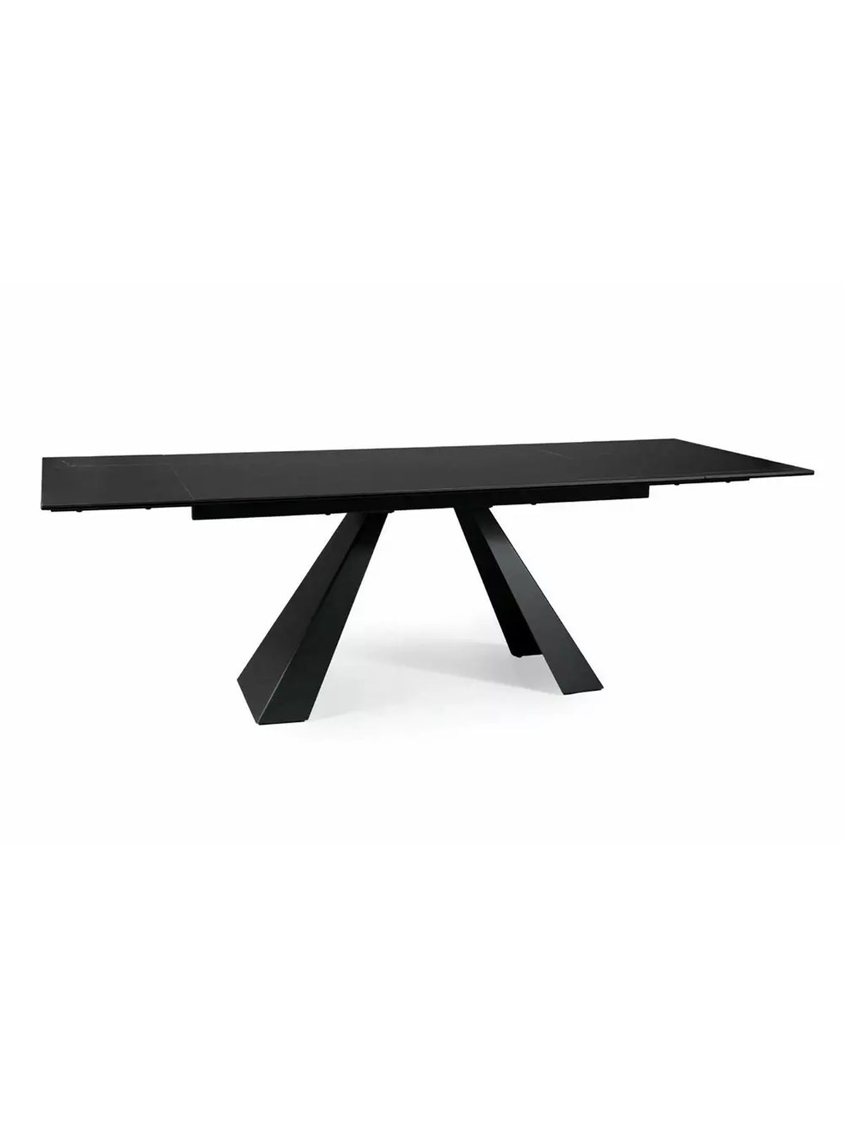 Masă extensibilă Zanivo marmură neagră cu picioare metalice, vedere laterală
