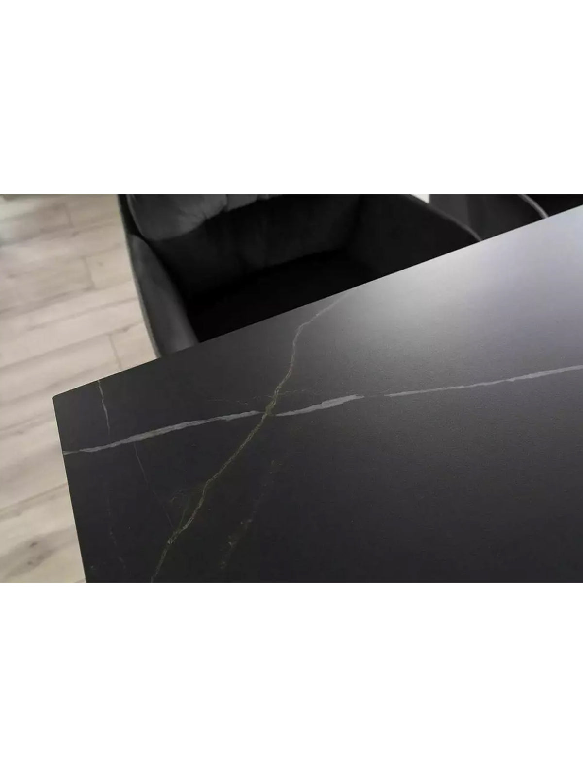 Blat masă Zanivo cu acoperire ceramică marmură neagră, detaliu suprafață