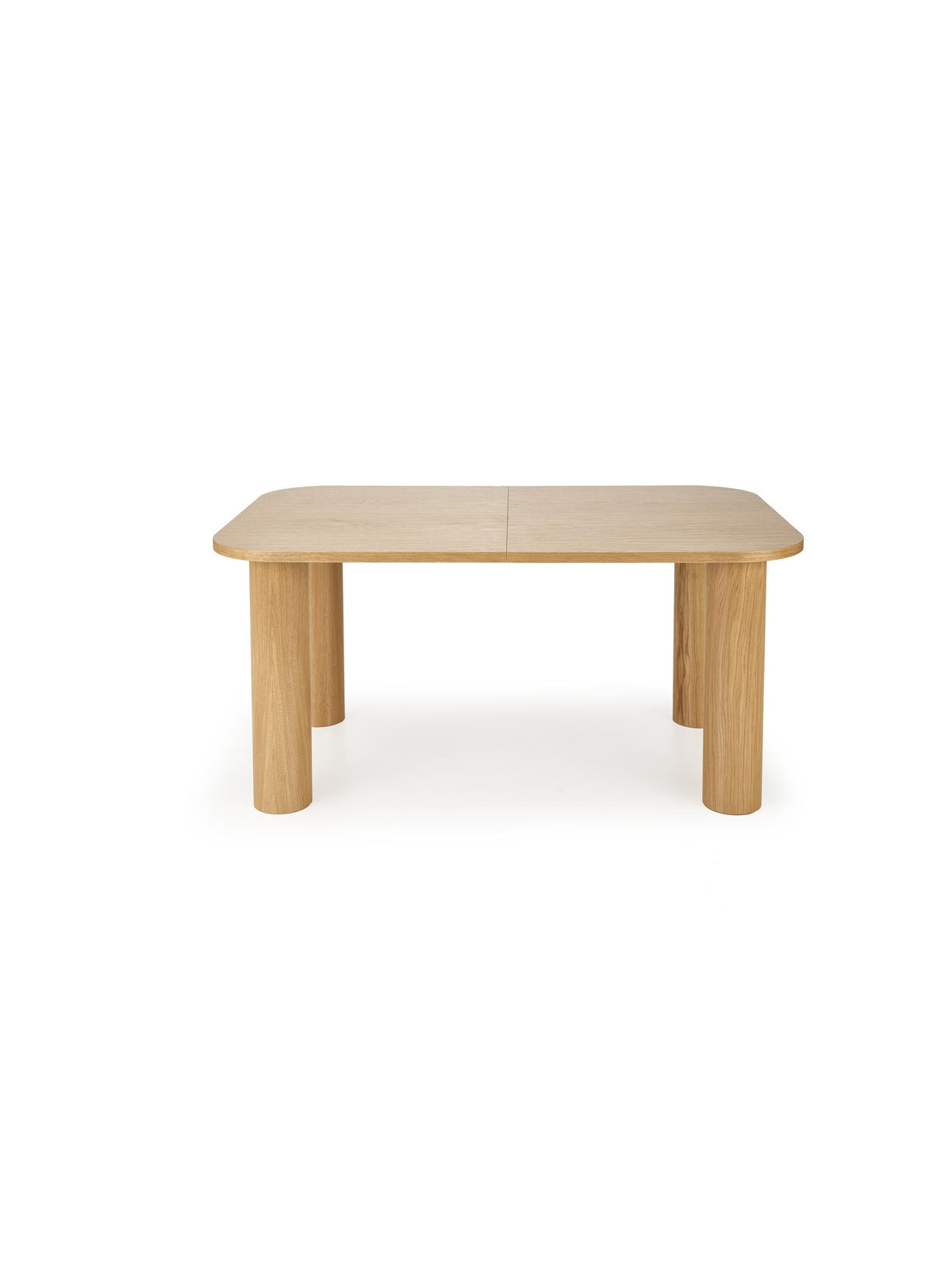 Masă extensibilă Gravon 160x100 cm, culoare stejar natural, vedere frontală cu blat dreptunghiular
