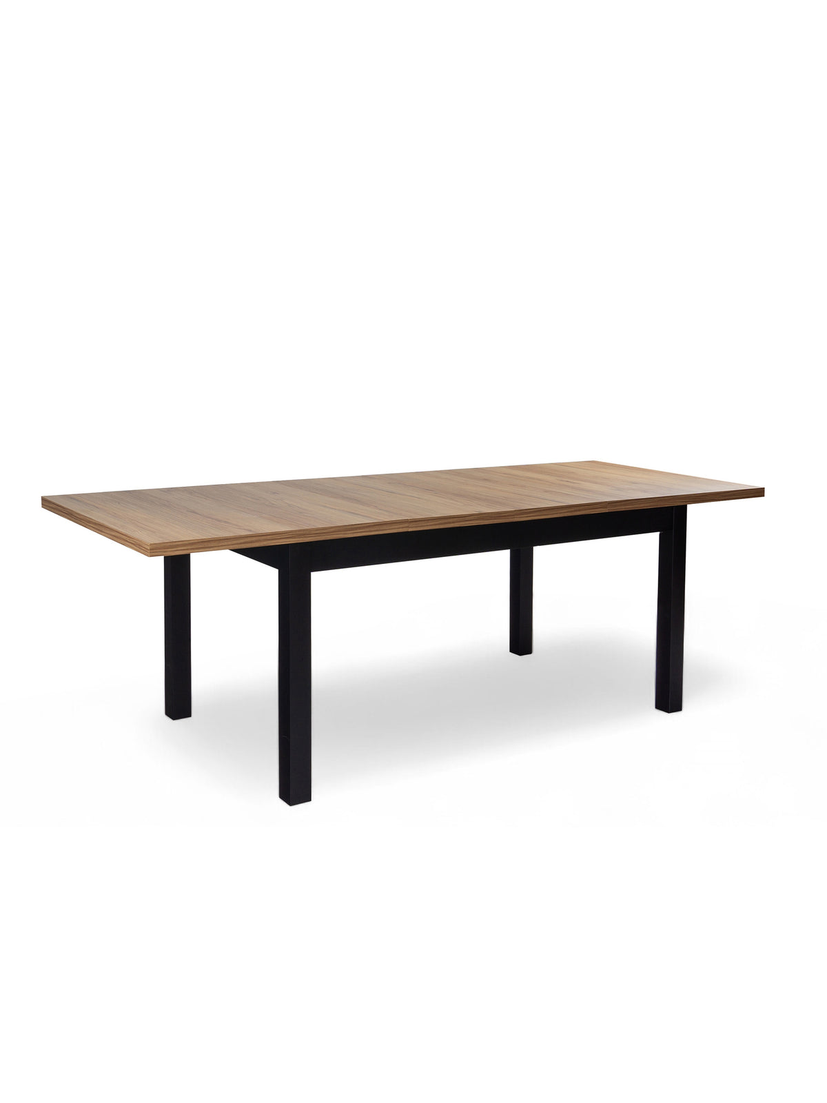 Masă extensibilă Werona stejar antic cu picioare negre, vedere pe blat și picioare
