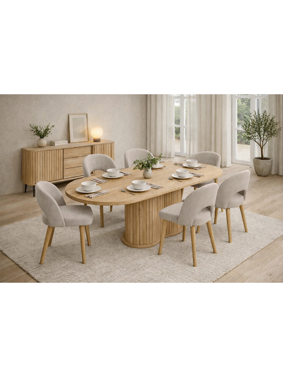 Masă extensibilă Luvio 180-220x90 cm culoare stejar cremona cu blat canelat