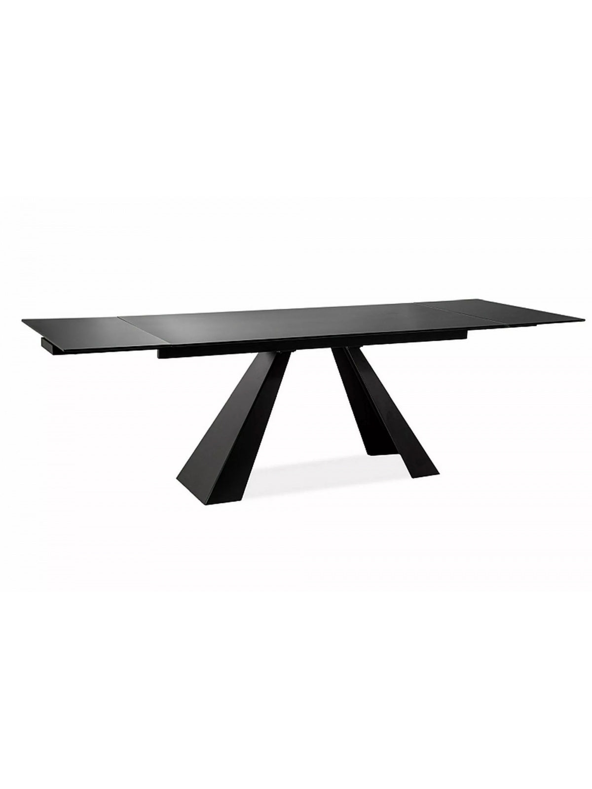Masă extensibilă Zanivo 160-240x90 cm negru mat cu picioare metalice pe fundal alb
